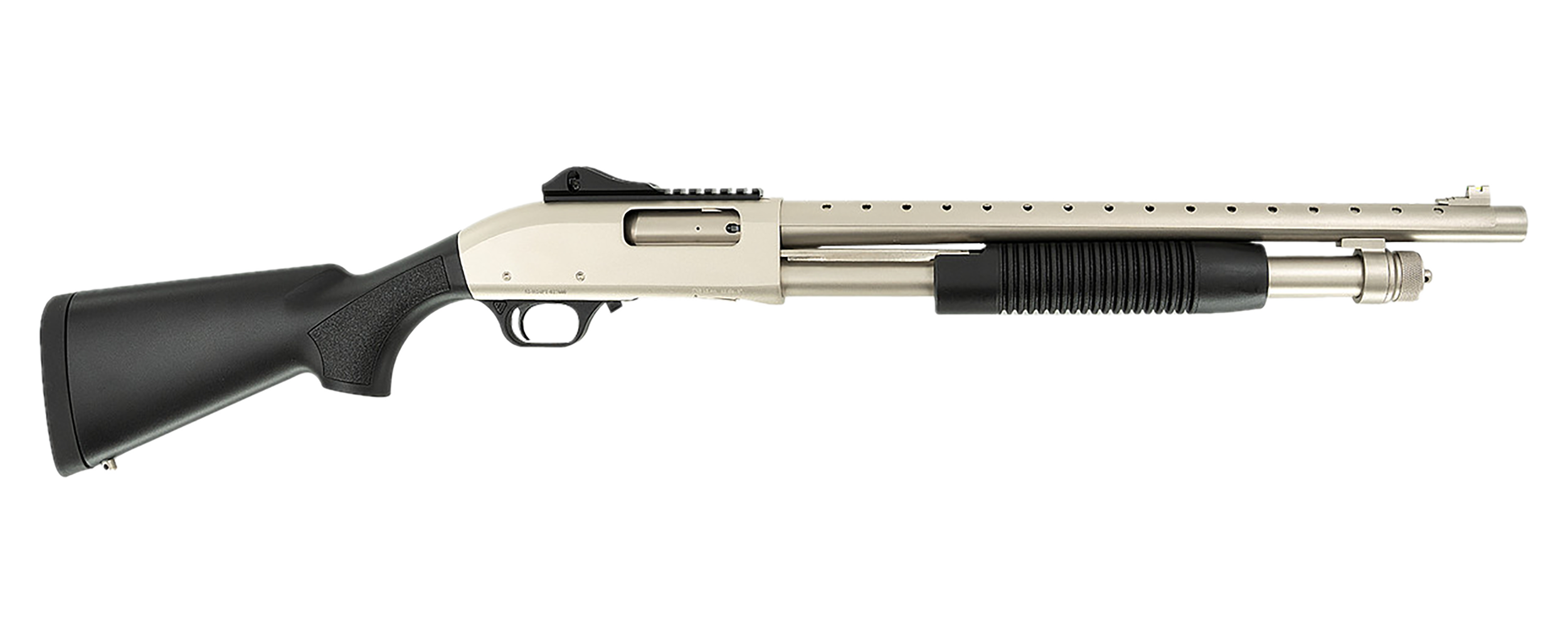 Tokarev USA 21000421 TX3 12MA1 12 Gauge Pump 3" 5+1 Shells 18.50" Nickel Anodized Ventilated Heat Shield Barrel, Nickel Anodized Receiver w/Picatinny Rail, Fixed Black Polymer Stock