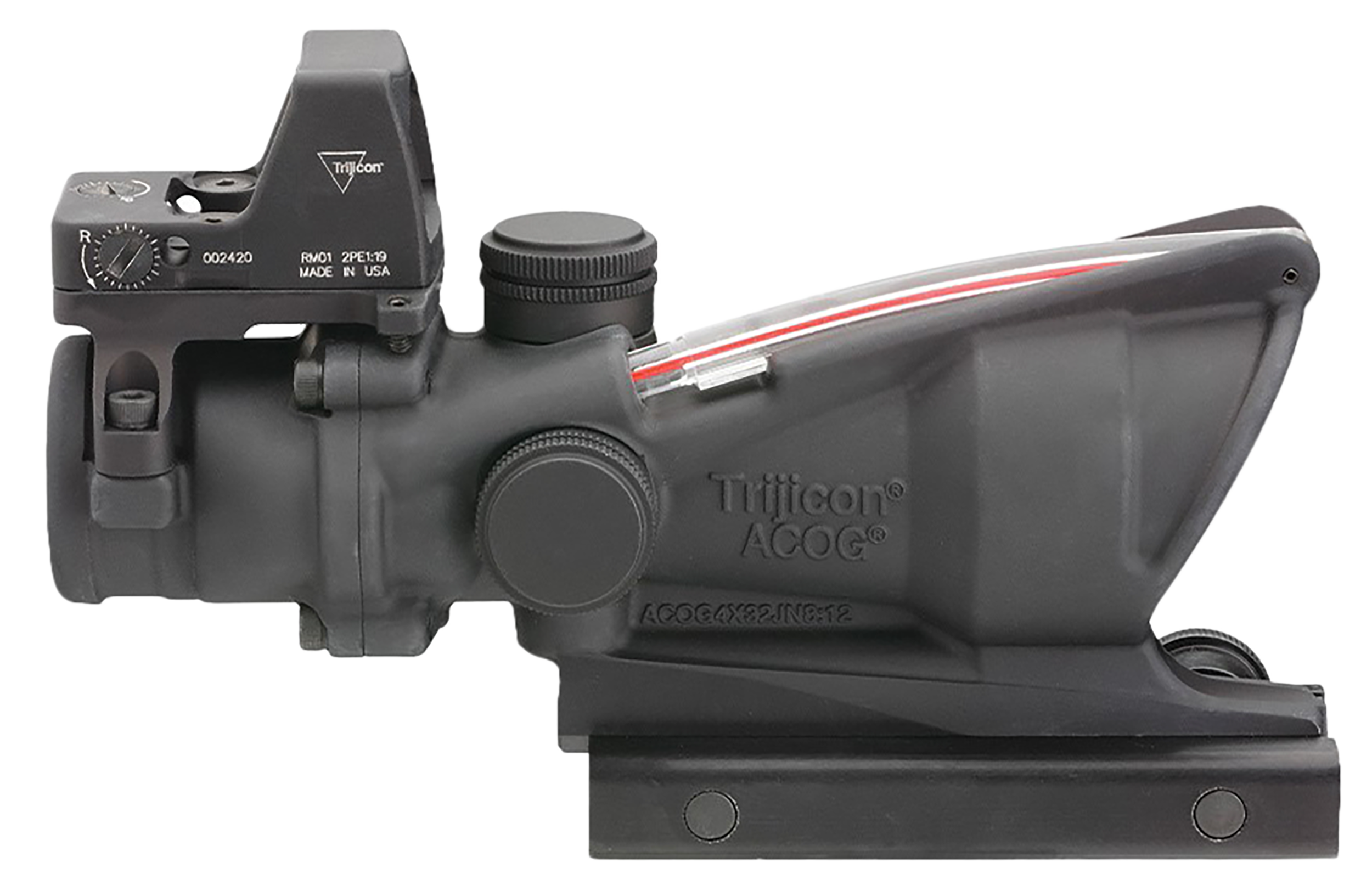 Trijicon 100549 ACOG Combo Matte Black 4x32mm Illuminated Red Chevron .223/5.56 BDC Reticle