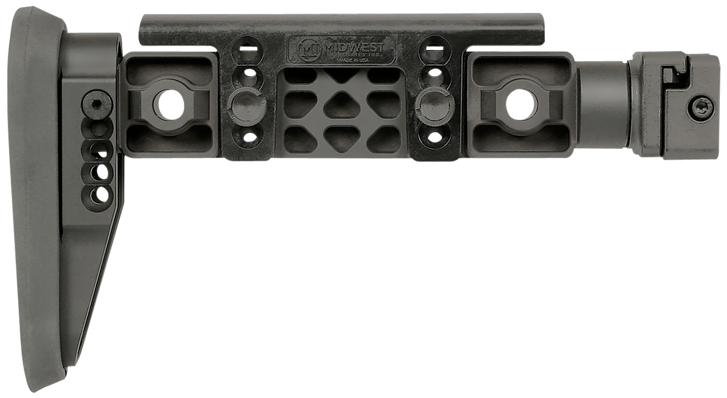 Midwest Industries MIALPHAFBSF Alpha Fixed Beam Black Synthetic Side Folding Stock with Adjustable Cheekrest, Compatible w/ 1913 Picatinny Rail Adapter