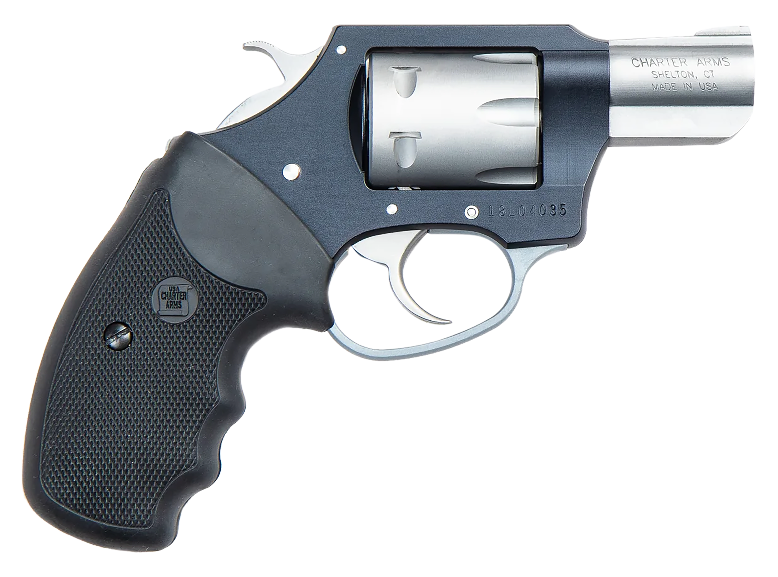 Charter Arms 52370 Pathfinder Lite Small 22 WMR, 8 Shot 2" Matte Stainless Steel Barrel & Cylinder, Aircraft Aluminum Frame w/Black Finger Grooved Rubber Grip, Exposed Hammer