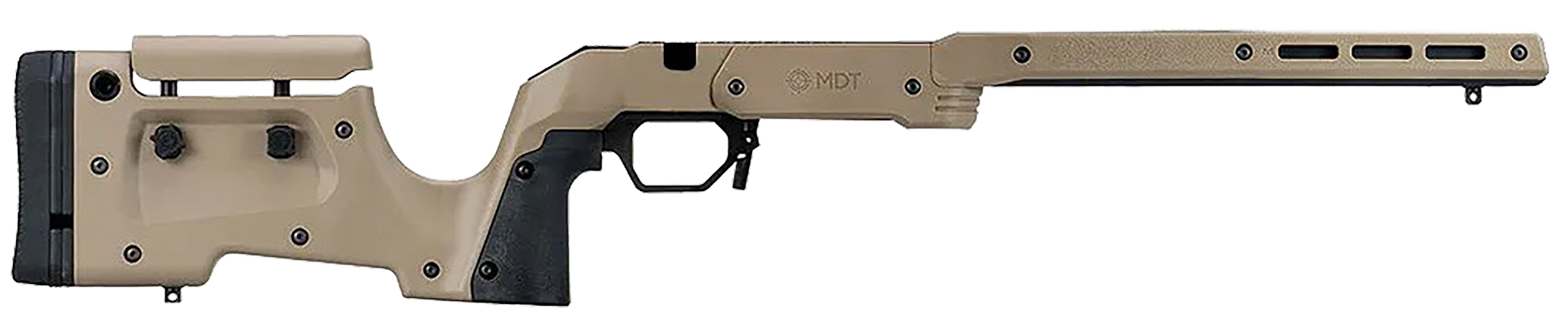 Mdt Sporting Goods Inc 104690FDE XRS Chassis FDE Aluminum Core with Polymer Panels, Adj. Cheekrest, M-LOK Forend, Interchangeable Grips, AICS Mag Compatible, Fits Short Action Howa 1500