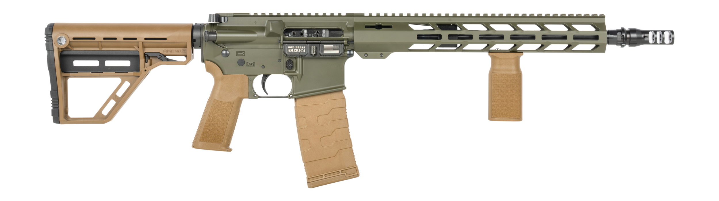 Patriot Ordnance Factory 02549 P-15 Base SMU 300 Blackout 30+1 13.75" Black Nitride Match Grade Barrel, Olive Drab Cerakote Aluminum Receiver w/Picatinny Rail, M-LOK Handguard, Amend2 Adjustable OD Gr
