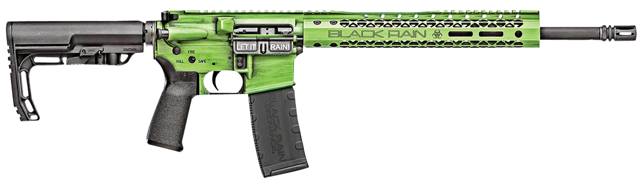 Black Rain Ordnance BROFUSIONZGB Spec15 Fusion 5.56x45mm NATO 30+1 16", Zombie Green Battleworn, 12" M-LOK, MFT EPG16 Grip/Minimalist Stock