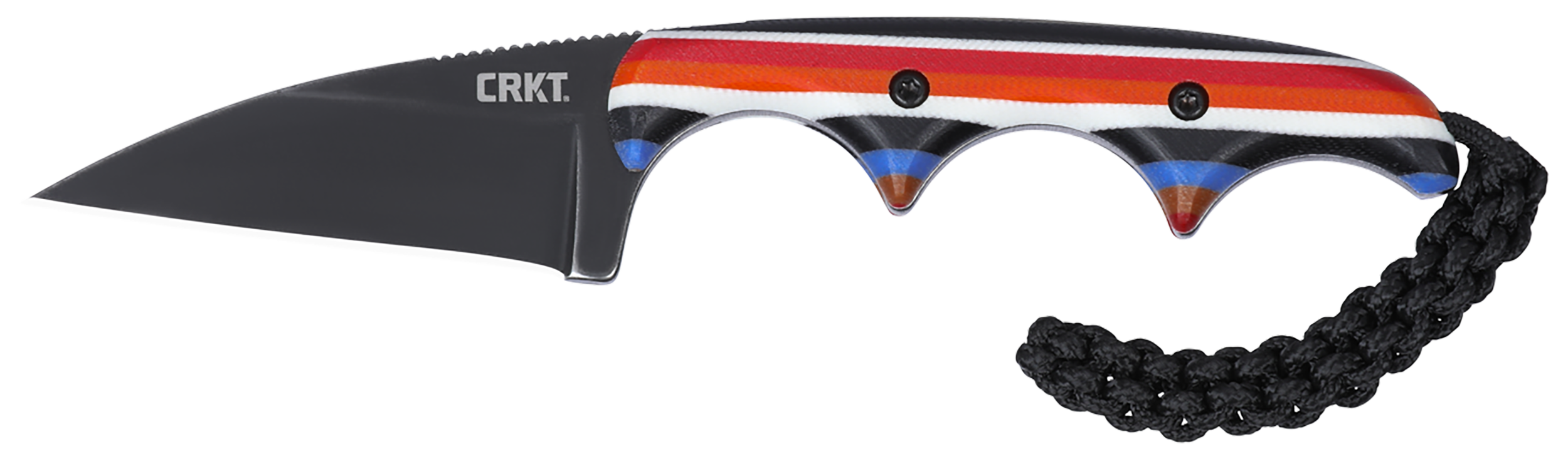 CRKT 2385G Minimalist 1.98" Fixed Wharncliffe Plain Black Stonewashed D2 Steel Blade, Red/White/Blue G10 Handle