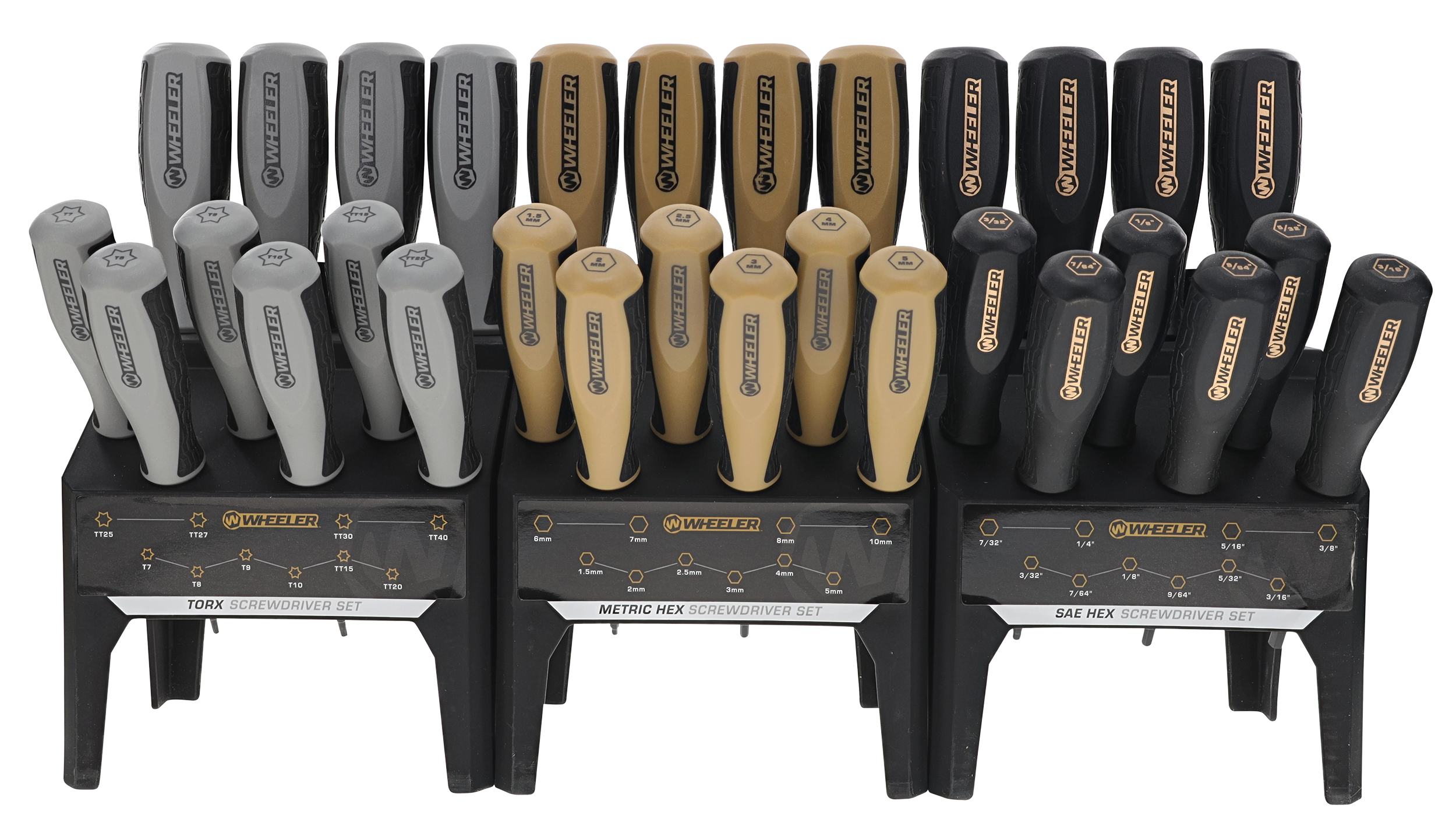Wheeler 4002882 Hex/Torx Benchtop Screwdriver Set Rubber Handle 30 Pieces