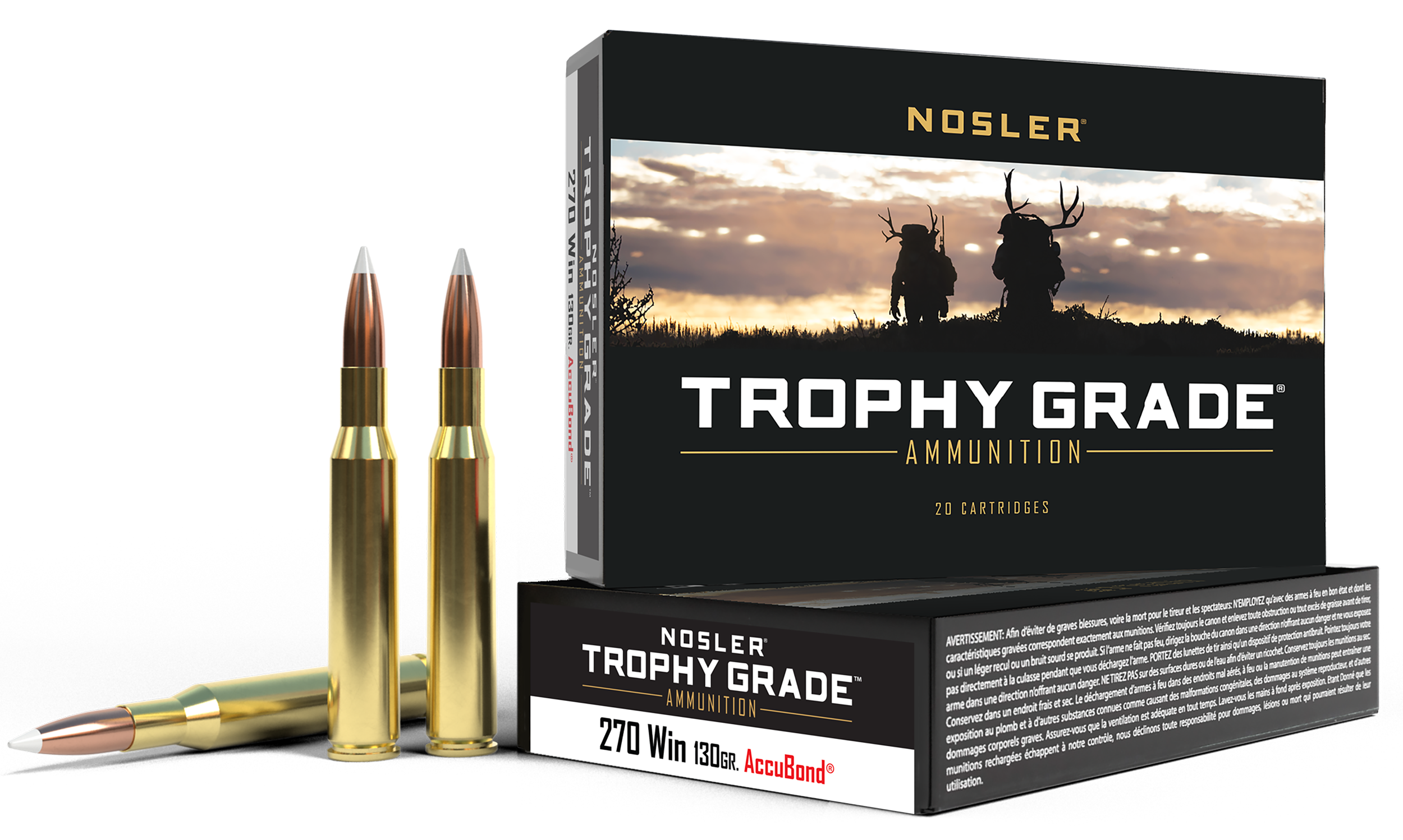 Nosler 60025 Trophy Grade  270Win 130gr Nosler AccuBond 20 Per Box/10 Case
