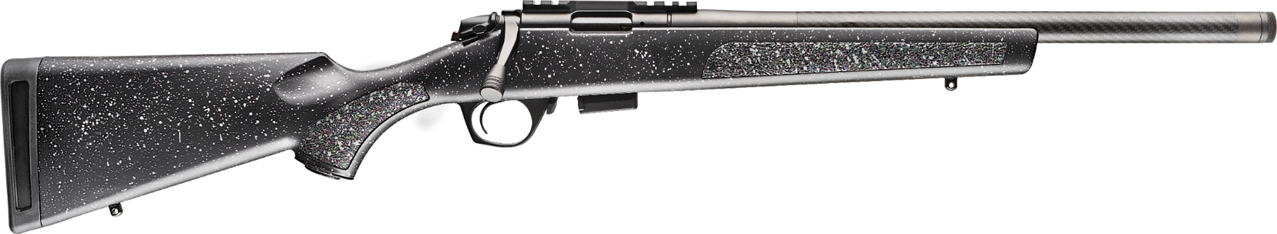 Bergara Rifles BMR006 BMR Carbon Fiber Full Size 17 HMR 5+1/10+1 20" Matte Blued Carbon Fiber/Steel Threaded Barrel & Drilled & Tapped Steel Receiver, Fixed Black/Gray Speckled Synthetic Stock