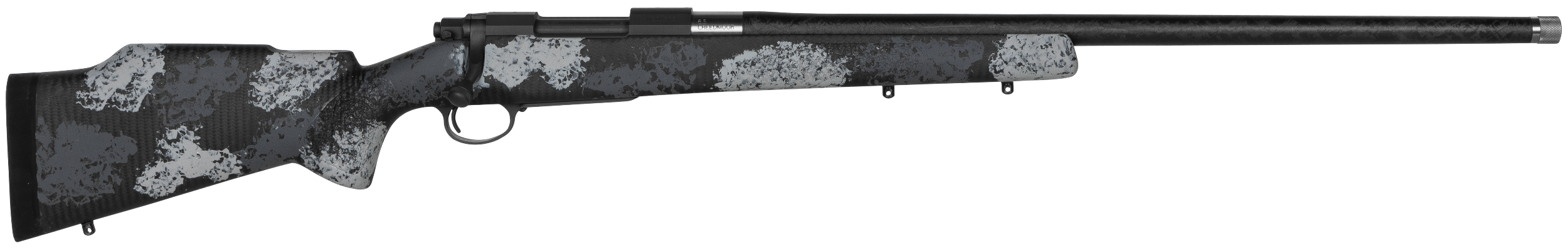 Nosler 44548 M48 Long-Range Carbon 6.5 Creedmoor 4+1 26" Carbon Fiber Wrapped Barrel, Sniper Gray Cerakote Metal Finish, Elite Midnight Camo Manners MCS-T Elite Tac Stock