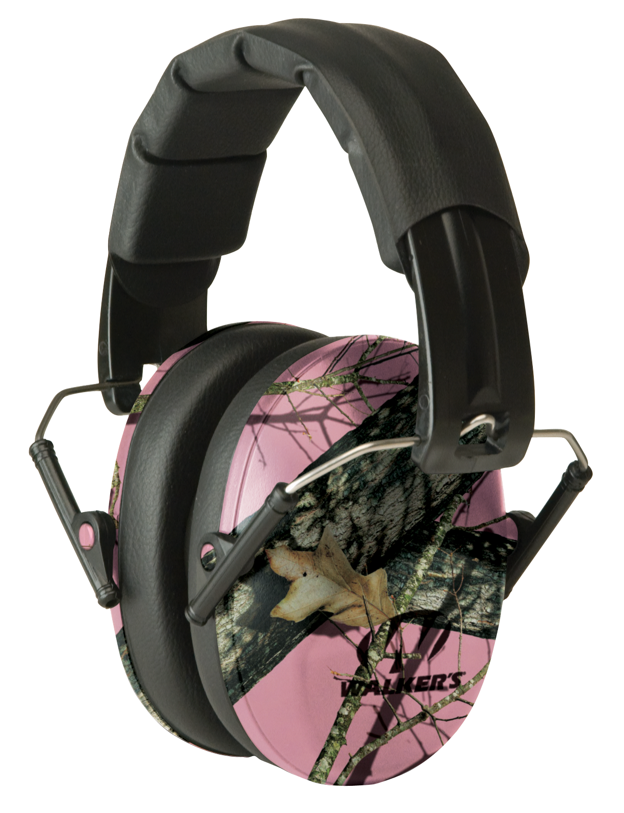 Walker's GWPFPM1PKMO Pro Low Profile Passive Muff 22 dB Over the Head Mossy Oak/Pink Polymer