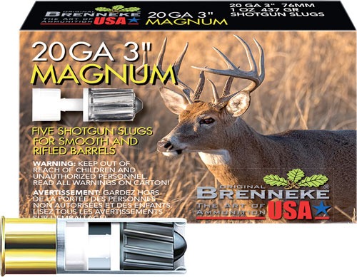BRENNEKE USA CLASSIC MAGNUM 20GA 3" 1OZ SLUG 5RD 50BX/CS
