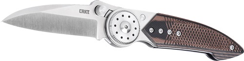 CRKT WALKER 2.93" PLAIN EDGE FOLDER SS/WOOD BLADE BTN LOCK!