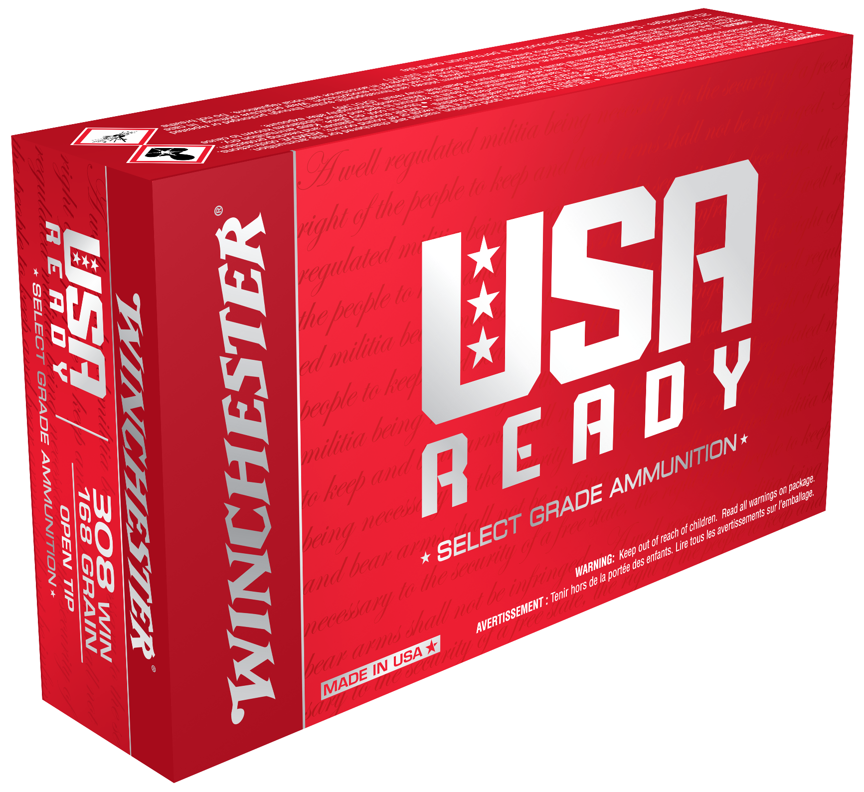 Winchester Ammo RED308 USA Ready 308Win 168gr Open Tip Range 20 Per Box/10 Case