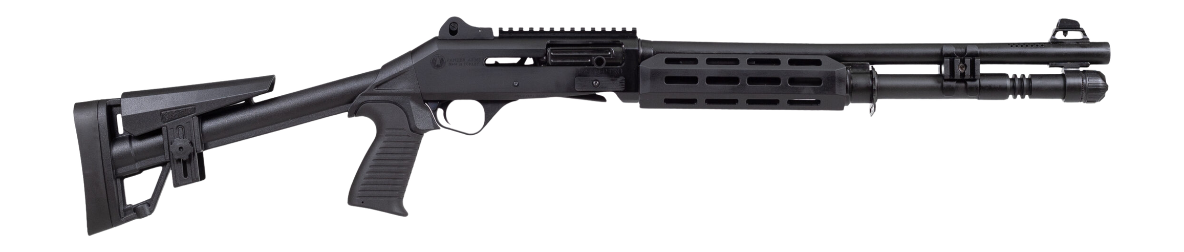 Panzer Arms PAM4CSBMFSS M4 Speed Pro 12 Gauge Semi-Auto 3" 5+1 18.50" Disruptive Gray Ported Barrel, Aluminum Receiver w/Picatinny Rail, M-LOK Handguards, Black Skeleton w/Pistol Grip, Ambidextrous