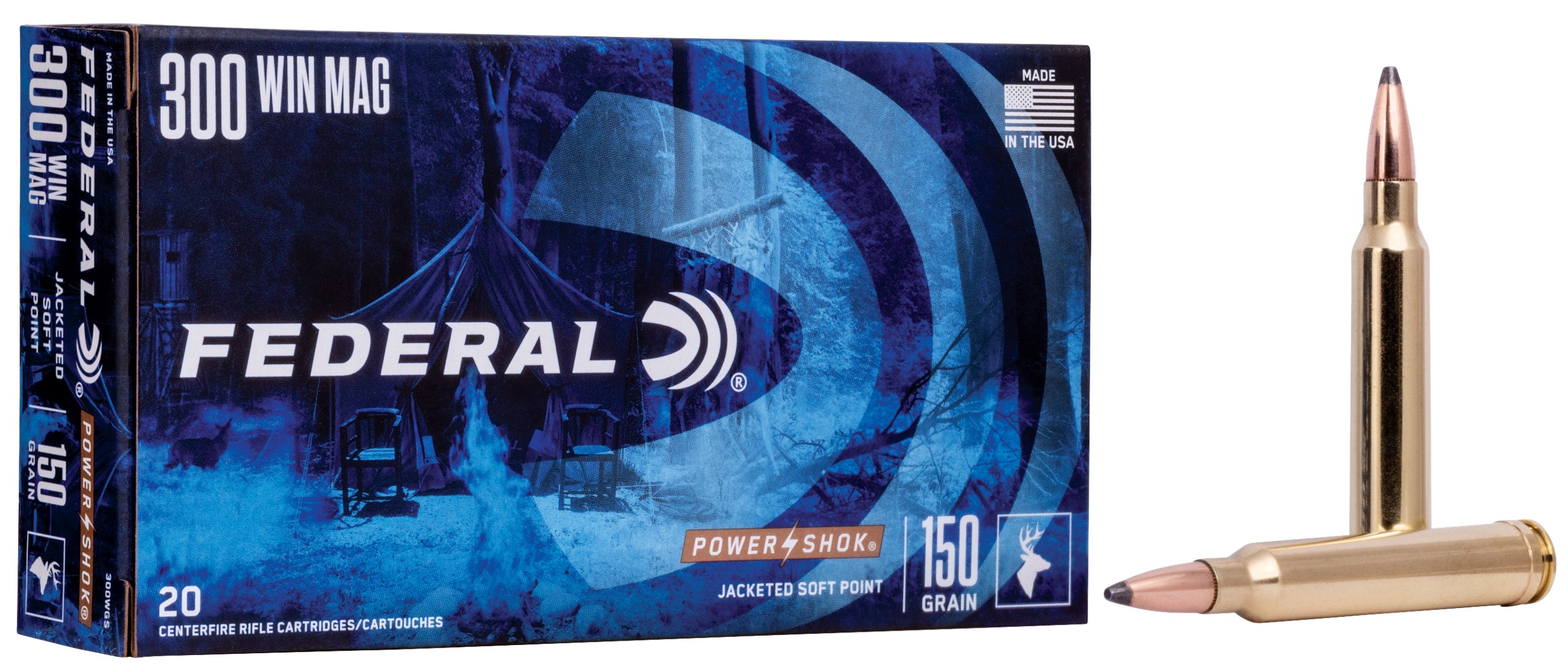 Federal 300WGS Power-Shok 300WinMag 150gr Jacketed Soft Point 20 Per Box/10 Case