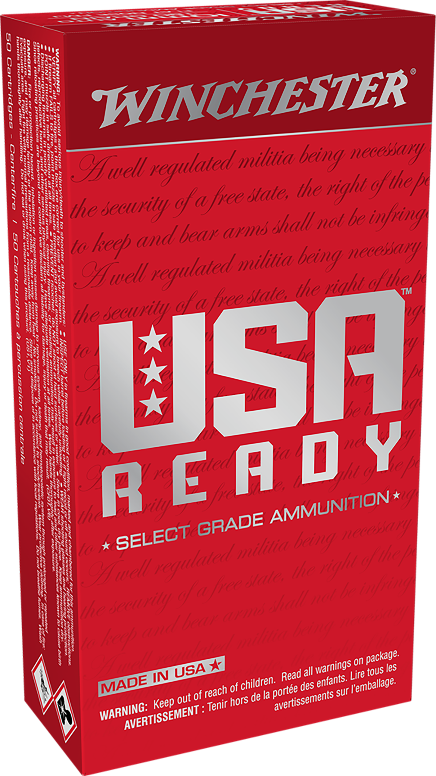 Winchester Ammo RED10 USA Ready 10mmAuto 180gr Full Metal Jacket Flat Nose 50 Per Box/10 Case