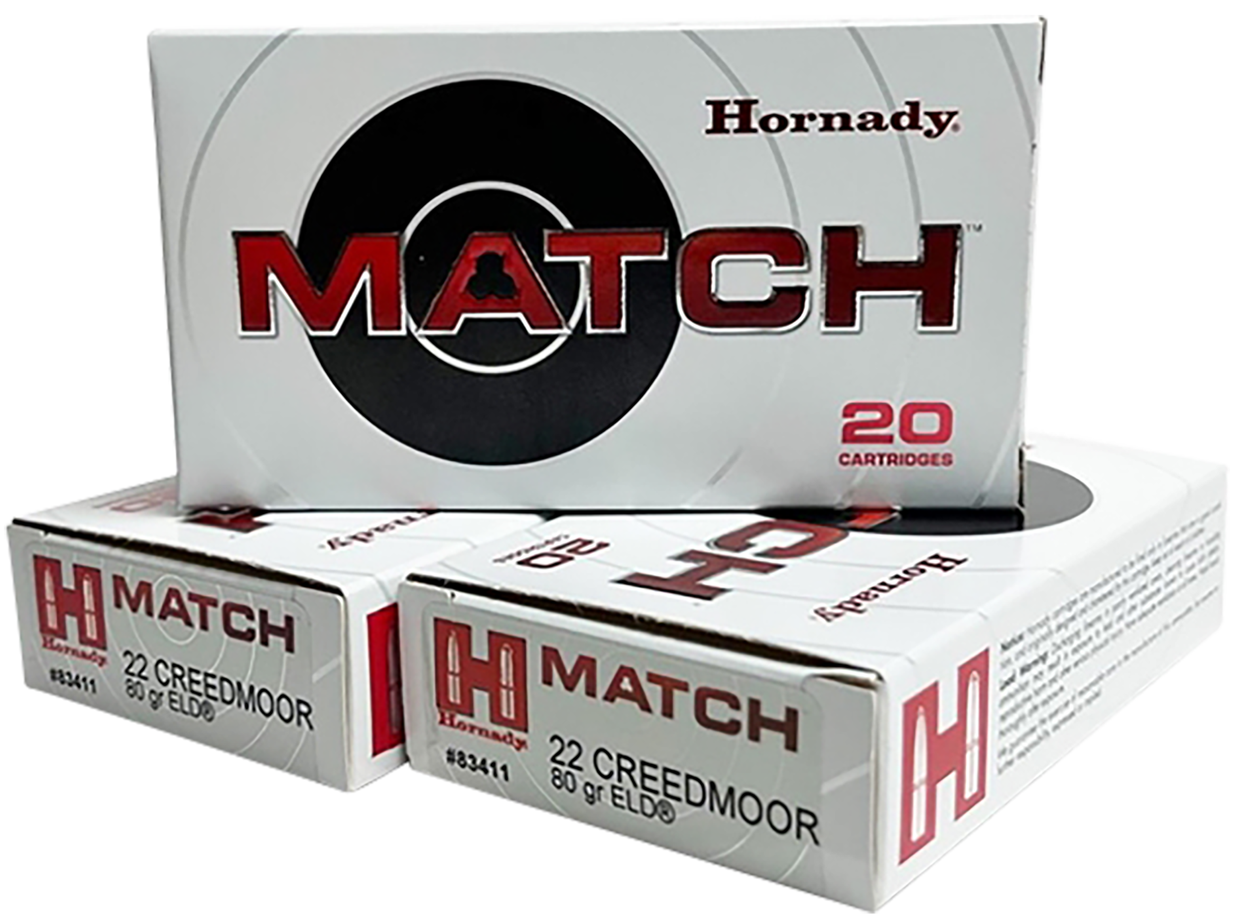 Hornady 83411 Match  22Creedmoor 80gr Extremely Low Drag-Match 20 Per Box/10 Case
