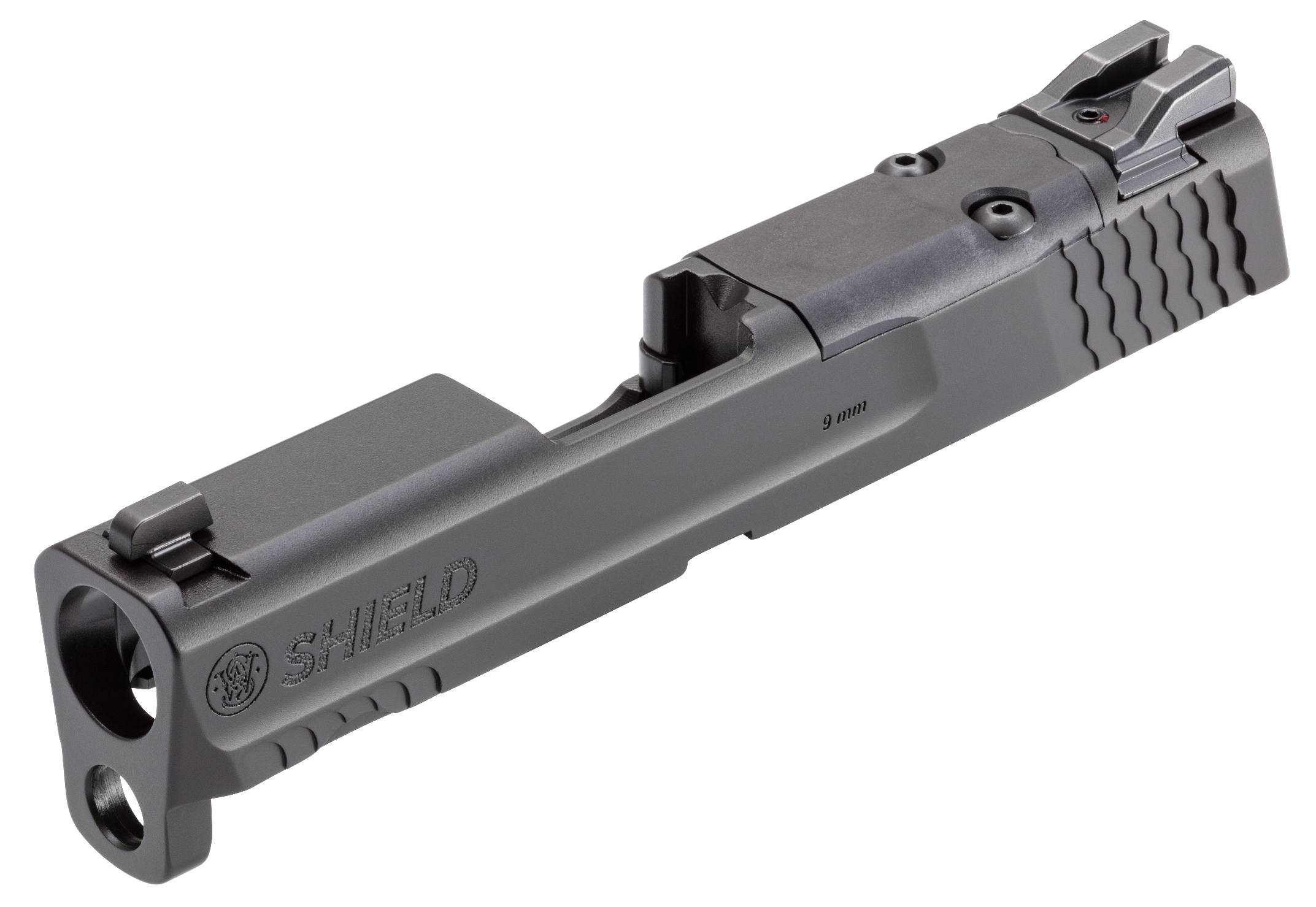 Smith & Wesson 3015613 Slide Assembly Shield Fits S&W Shield/Shield Plus Optic Ready 9mm Luger Black Armornite Stainless Steel 3-Dot White Sights
