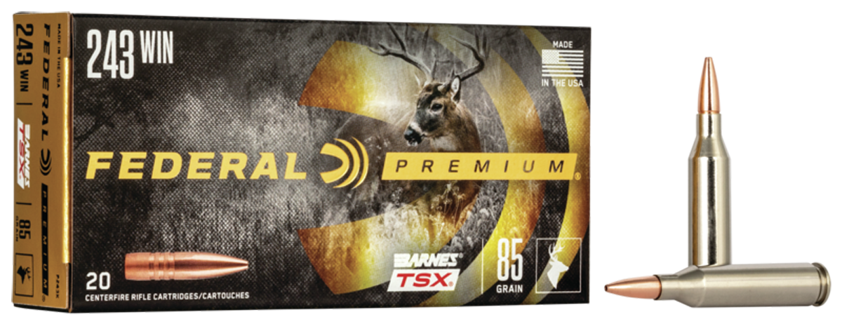 Federal P243K Premium 243Win 85gr Barnes TSX 20 Per Box/10 Case
