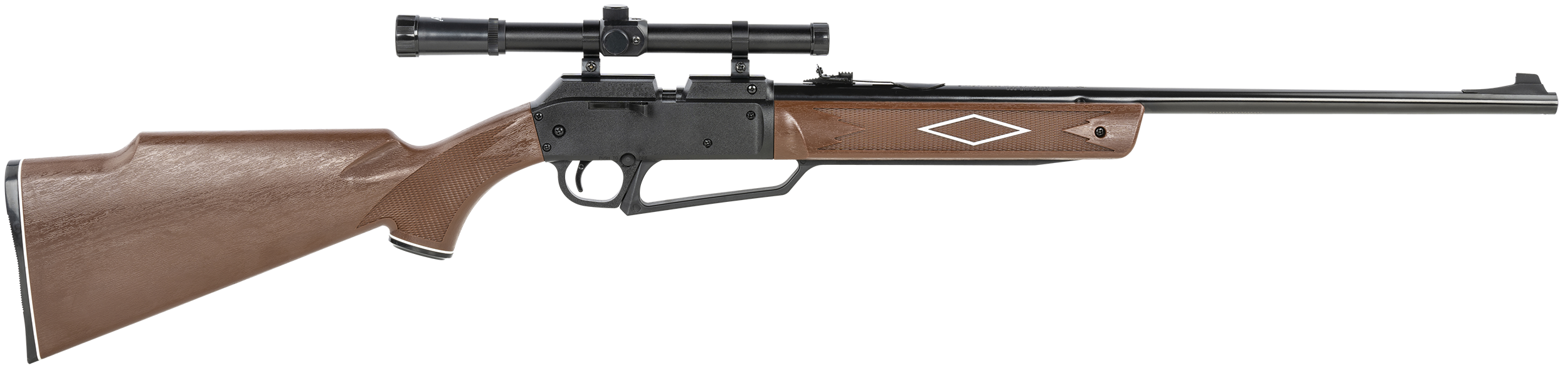 Daisy 992880603 Powerline 880 Pump Pneumatic 177 1 Pellet/50 BB Shot Molded w/Checkering & Woodgrain Black Receiver Powerline Fixed Monte Carlo Stock