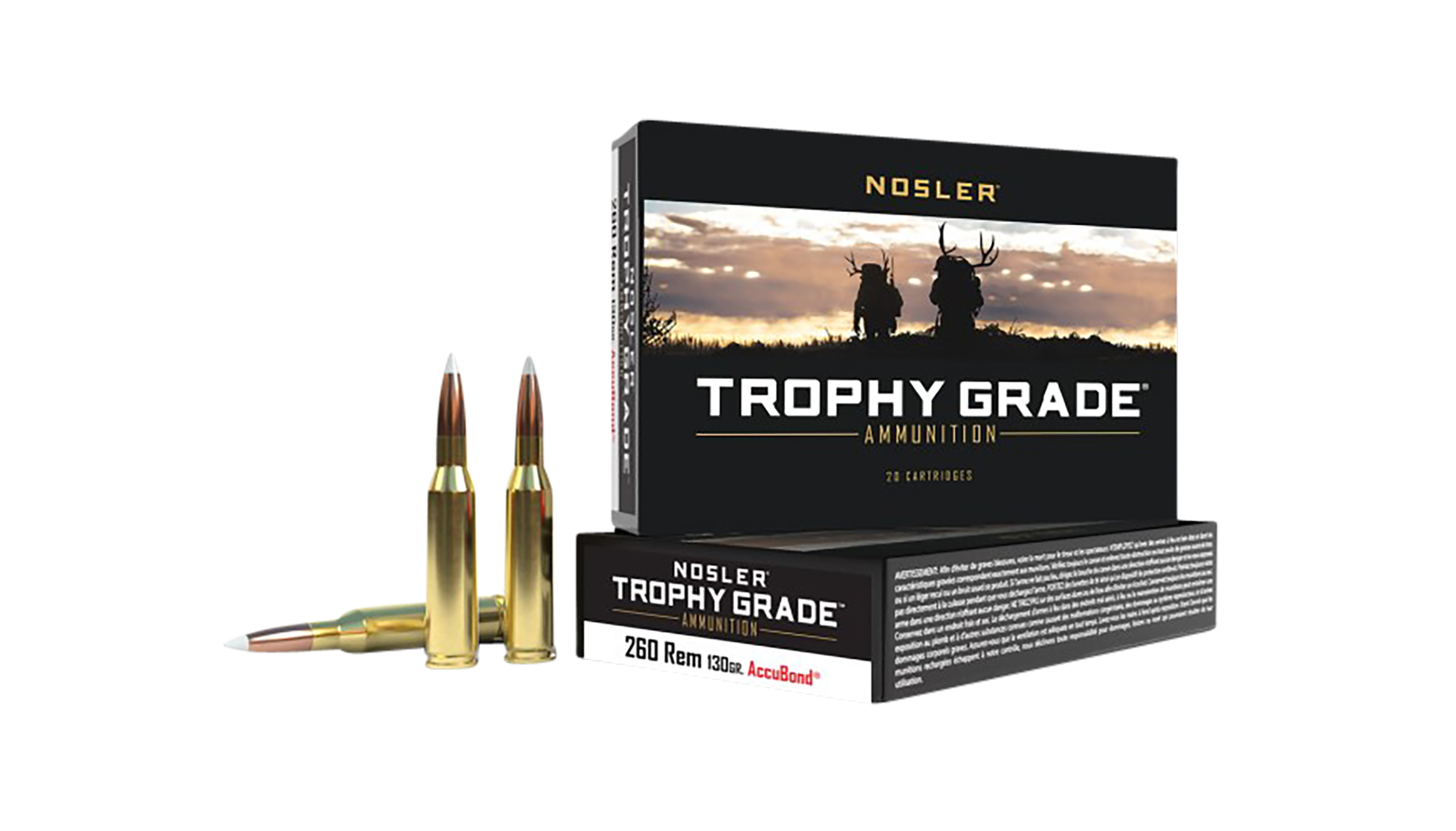 Nosler 60024 Trophy Grade  260Rem 130gr Nosler AccuBond 20 Per Box/10 Case