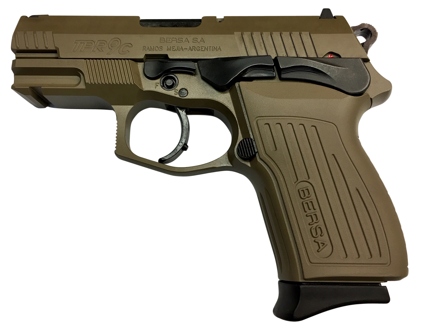 Bersa TPR9CFDE TPRC  Sports South Exclusive 9mm Luger 13+1, 3.50" Black Steel Barrel, Flat Dark Earth Serrated Steel Slide & Aluminum Frame w/Picatinny Rail, Ambidextrous