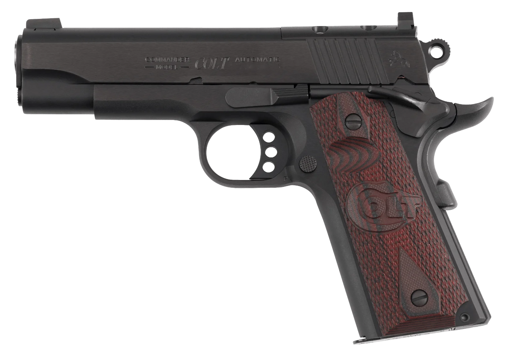Colt Mfg O4942XEOR Commander Combat 9mm Luger 9+1 4.25" Stainless National Match Barrel, Blued Steel Optic Ready/Serrated Slide, Blued Aluminum Frame w/Beavertail, Black Cherry G10 Grips, Ambidextrous