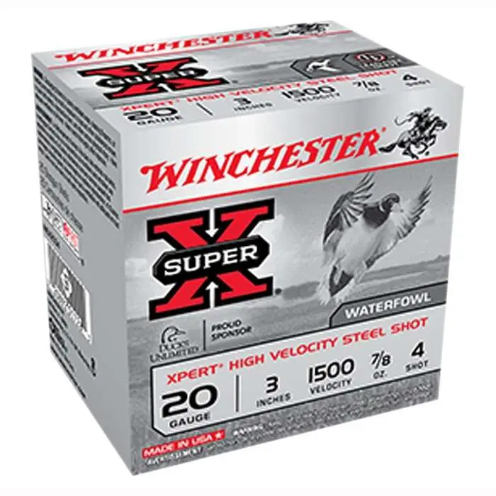 WINCHESTER 20 GA 3" #4 XPERT HV STEEL WTFWL 7/8 OZ 100 RD/BX 2 BX/CS