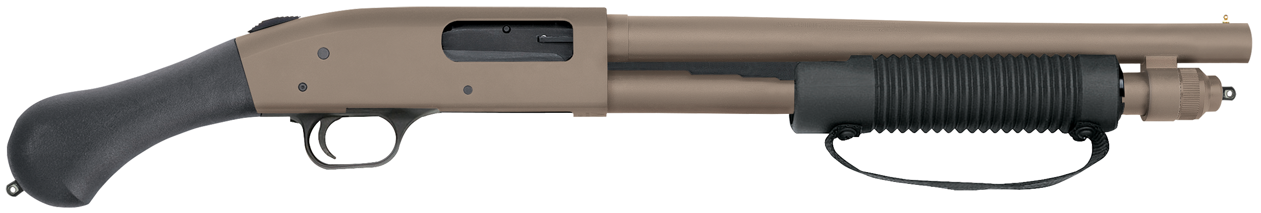 Mossberg 50653 590 Shockwave 12 Gauge 5+1 3" 14.375" Heavy Barrel, Flat Dark Earth Cerakote, Dual Extractors, Drilled & Tapped Receiver, Corncob Forend w/Strap, Raptor Birdshead Grip Stock