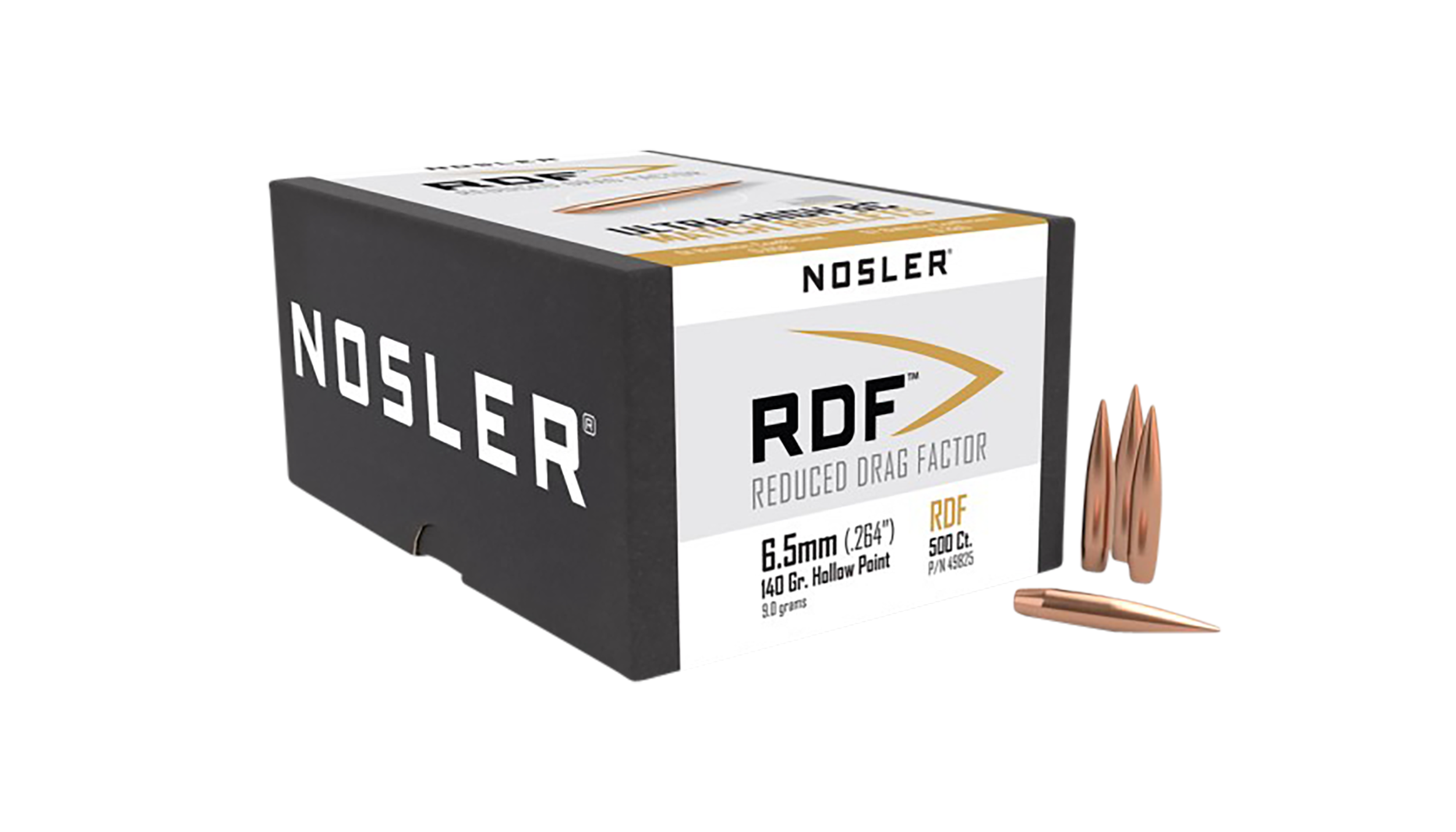 Nosler 49825 RDF Match 6.5Creedmoor 140gr Hollow Point Boat Tail 500/Box
