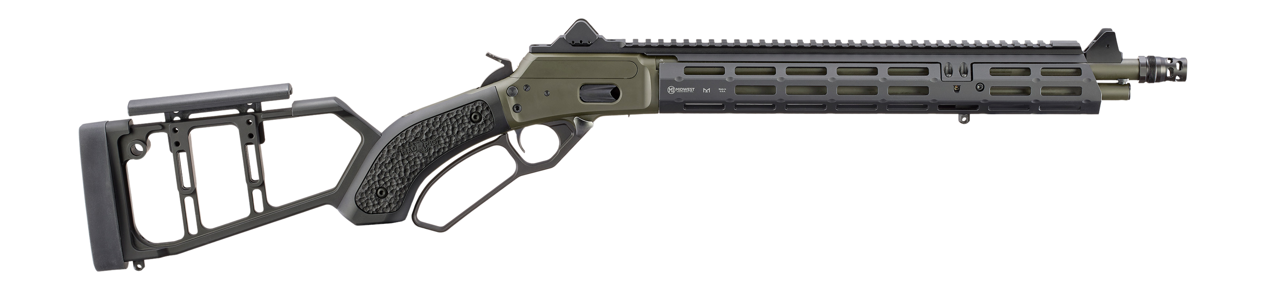 Marlin 70924 1894 Mad Pig Customs 38 Special 357 Mag 8+1 16.10" Magpul OD Green Cerakote Threaded Barrel, Receiver w/Picatinny Rail, Black Midwest Industries w/Mad Pig Custom Grip Panels & M-LOK Slots
