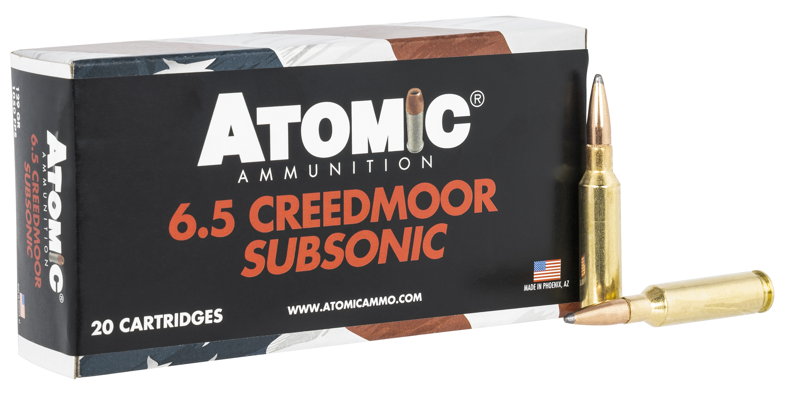 Atomic Ammunition 00482 Rifle Subsonic 6.5Creedmoor 129gr Jacket Hollow Point 20 Per Box/10 Case