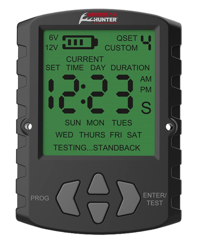 American Hunter AHUTM Universal Digital Timer  6/12 Volt, 1-30 Seconds Feed Rate, 2 Quick/16 Custom Settings