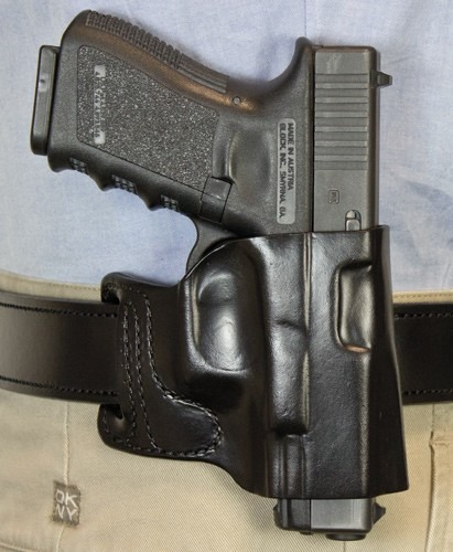 DESANTIS E-GAT SLIDE HOLSTER OWB RH LTHR FITS GLOCK 19 BLK