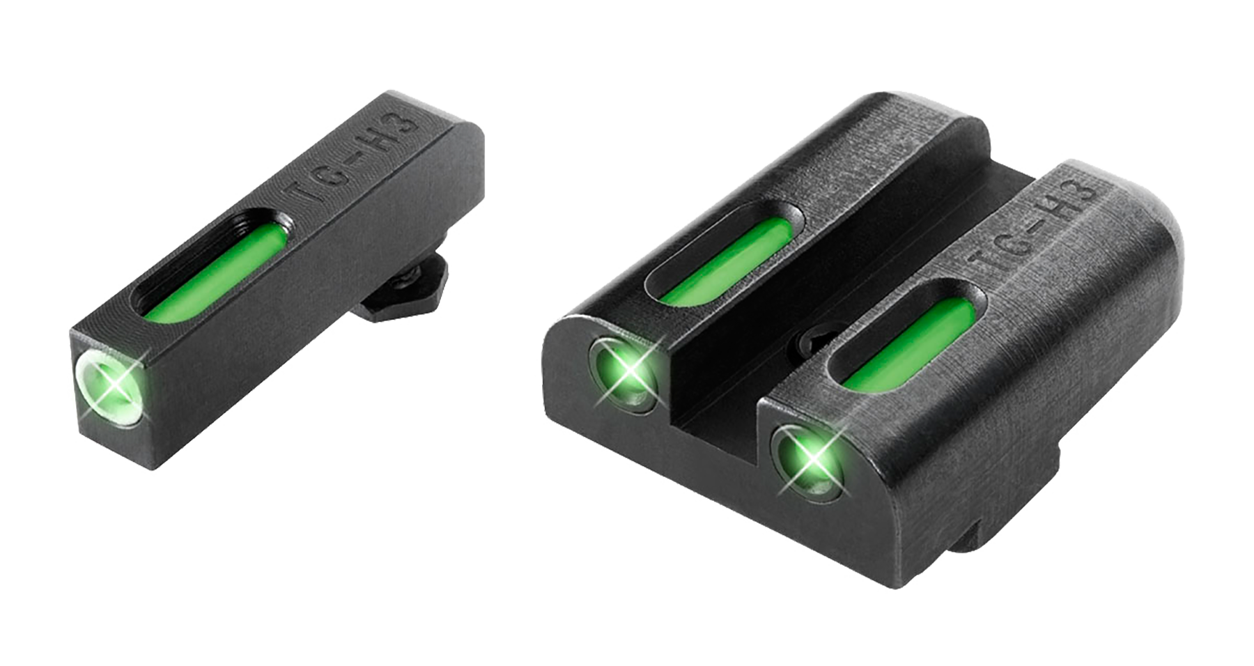 TruGlo TG13GL2A TFX Black | Green Tritium & Fiber Optic White Outline Front Sight Green Tritium & Fiber Optic Rear Sight