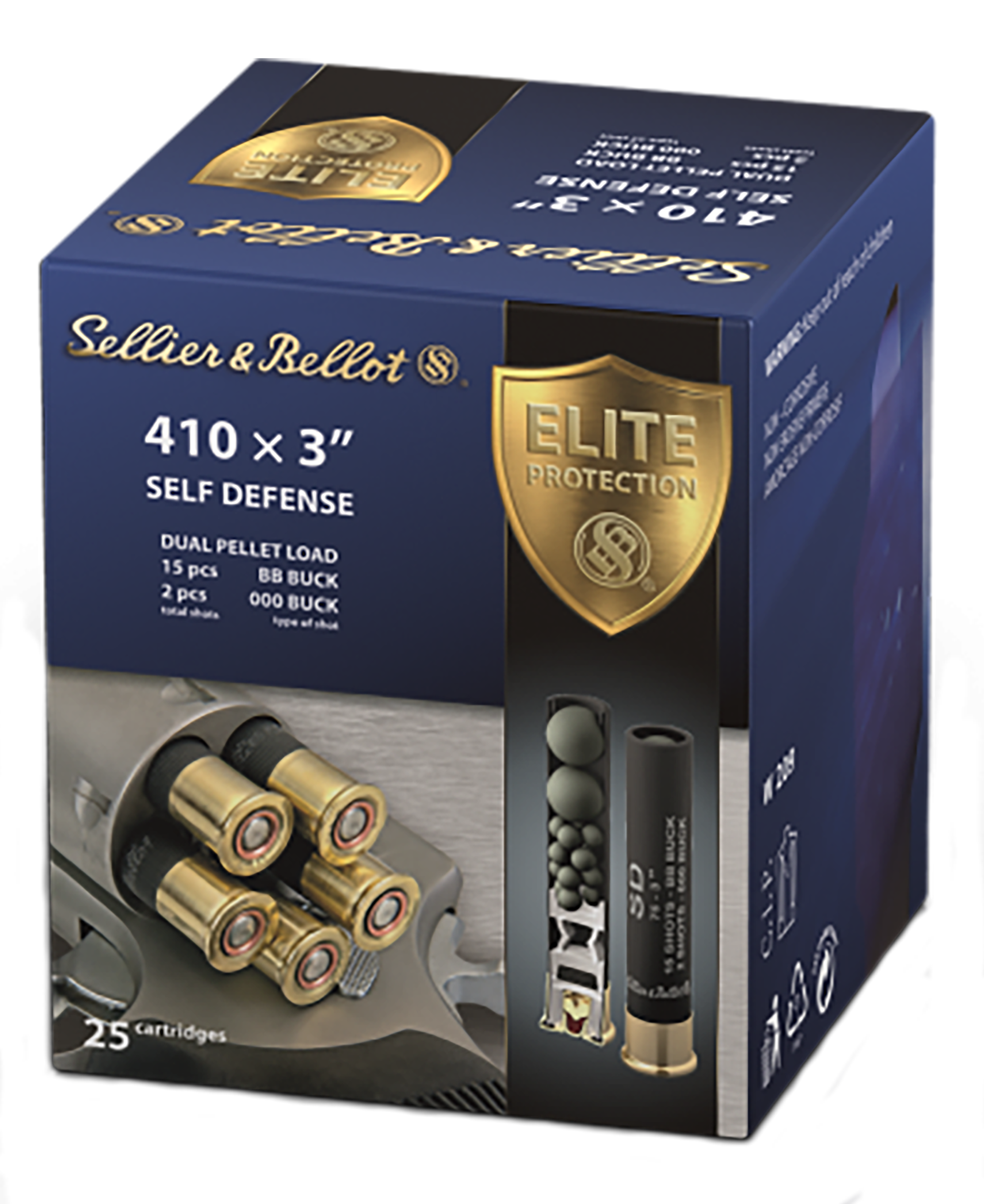 Sellier & Bellot SB410SDB Self Defense  410Gauge 3" 15Pellets 11/16oz 000Buck Shot 25 Box/20 Case