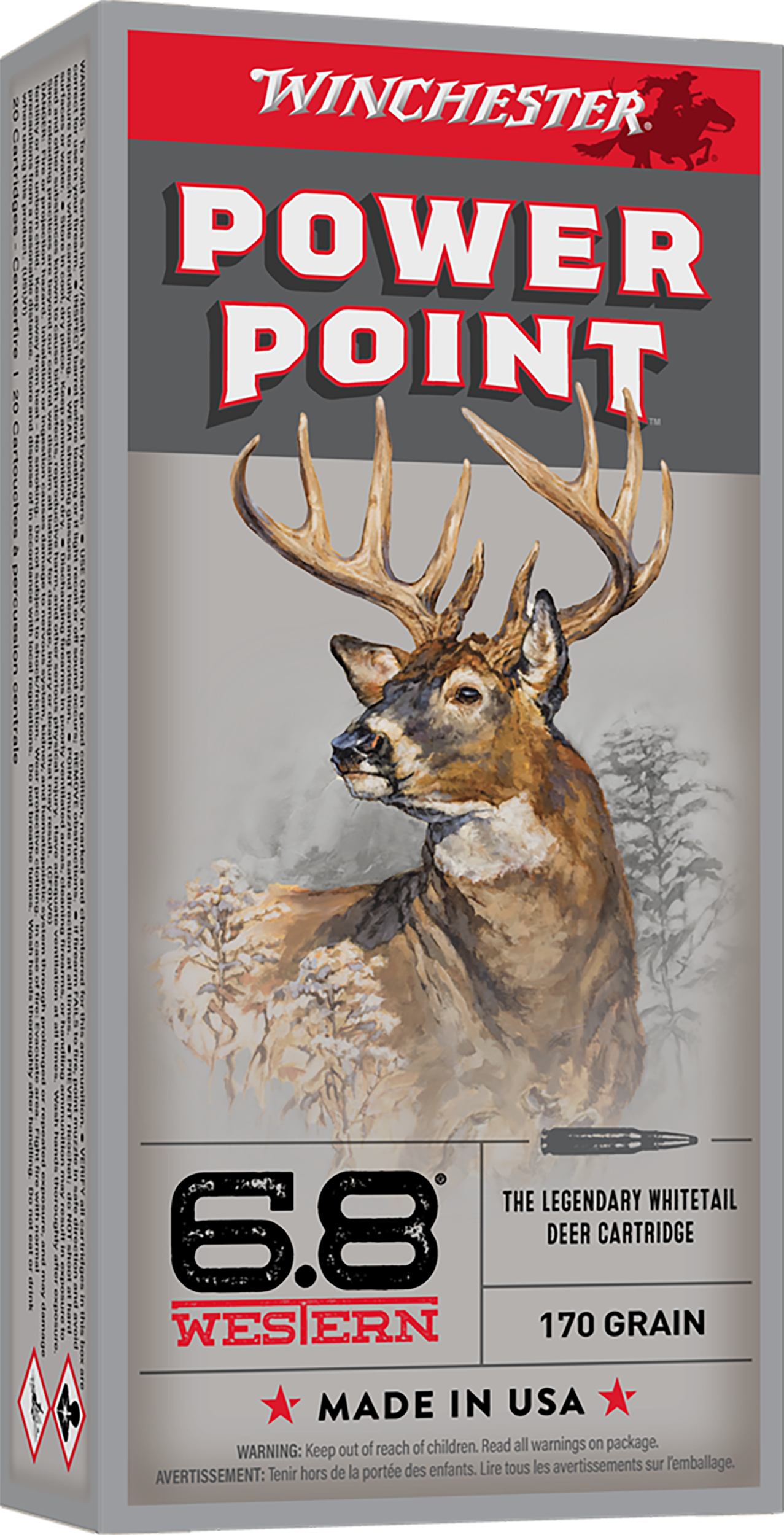 Winchester Ammo X68W1 Power-Point  6.8Western 170gr 20 Per Box/10 Case