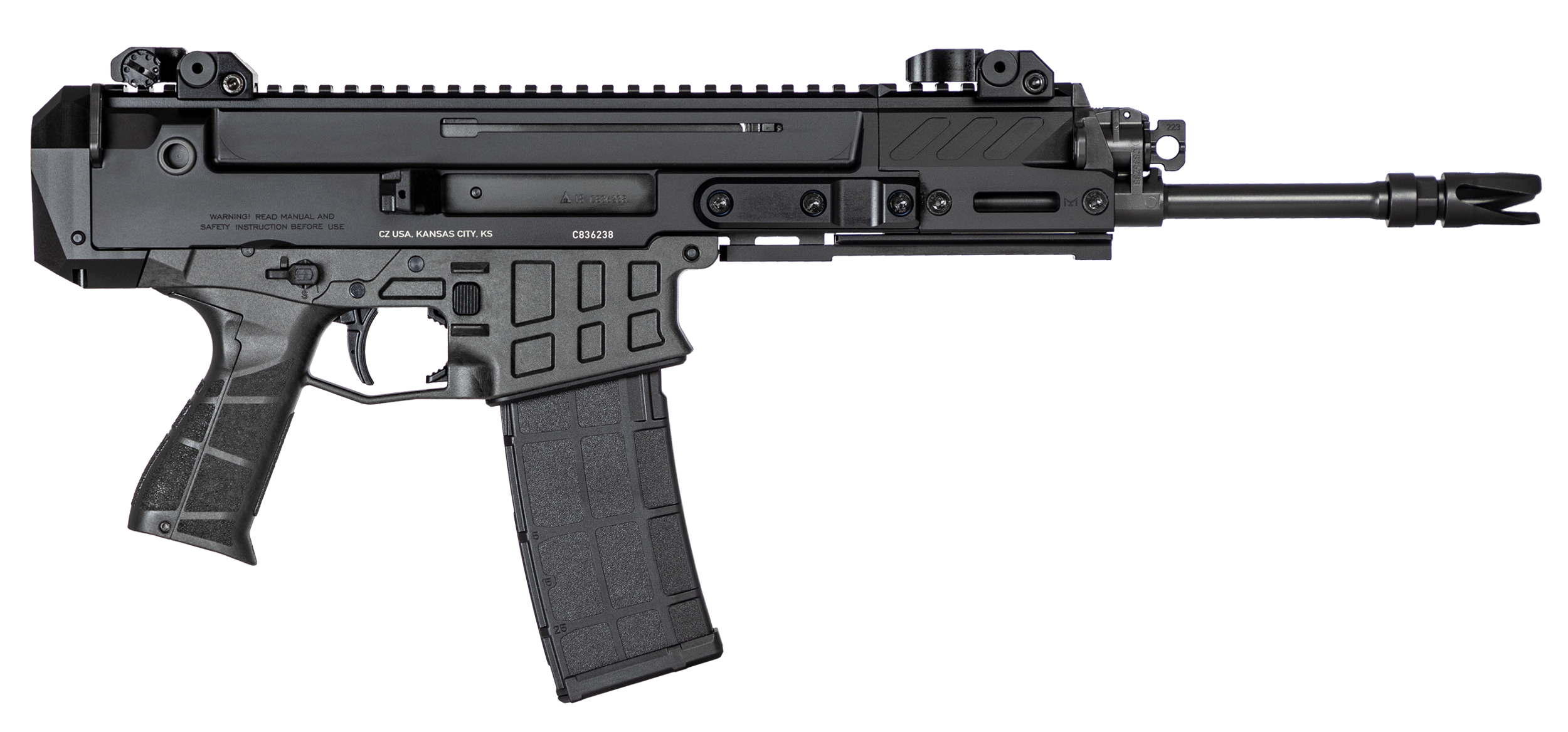 CZ-USA 91461 Bren 2 MS 7.62x39mm 30+1 11.14" Black Steel Barrel, Black Aluminum Receiver w/Picatinny Rail, Carbon Fiber/Polymer Frame, Black Stippled Grip, Right Hand