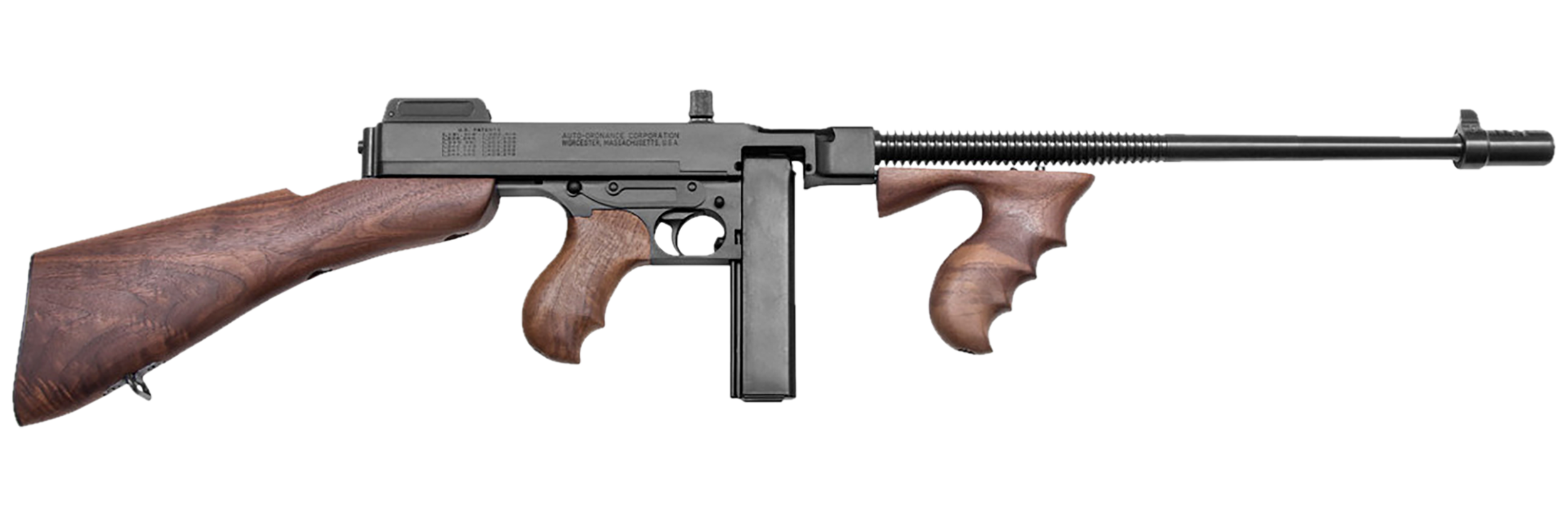 Thompson T1B 1927A-1 Deluxe 45 ACP Caliber with 16.50" Barrel, 20+1 Capacity Stick Magazine, Blued Metal Finish, Walnut Removable Fixed Stock & Wood Grip Right Hand