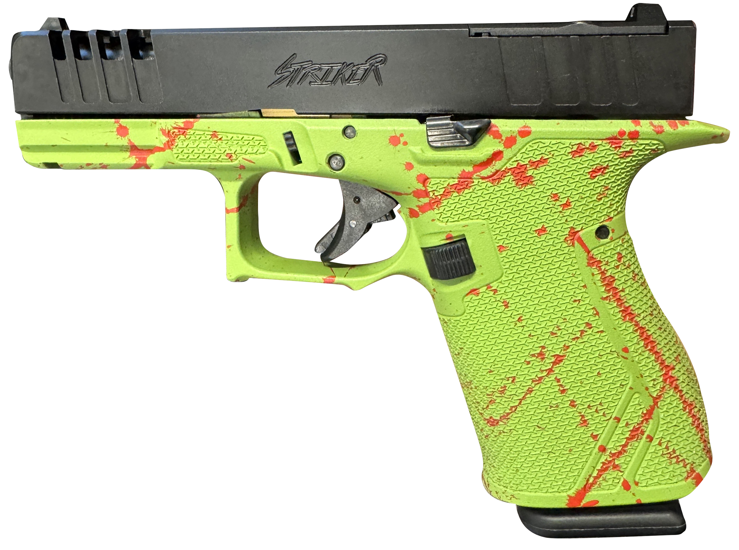 Great Lakes Firearms GL19SZOM Striker  Compact Frame 9mm Luger 15+1 4" Black Nitride Steel Barrel, Black Cerakote Serrated w/Slide Cuts Steel Slide, Zombie Cerakote Polymer Frame & Grip, Ambidextrous