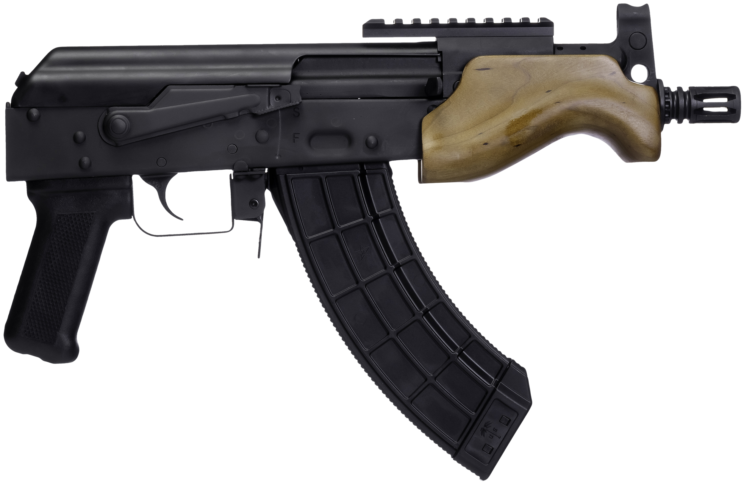Century Arms HG7596N Draco Micro 7.62x39mm 30+1 6.25" Black Threaded Barrel, Black Anodized Picatinny Rail Receiver, Black Polymer Grip, Wood Furniture