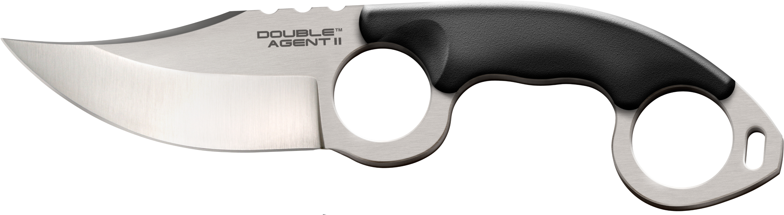 Cold Steel CS39FN Double Agent ll 3" Fixed Plain Satin AUS-8A SS Blade Black w/Double Ring Griv-Ex Handle Includes Bead Chain Lanyard/Sheath