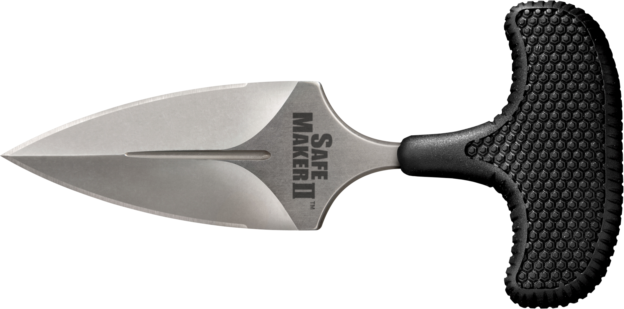 Cold Steel CS12DCST Safe Maker II 3.25" Fixed Spear Point Plain Stone Washed AUS-8A SS Blade/ Black Textured Kray-Ex Handle Includes Sheath