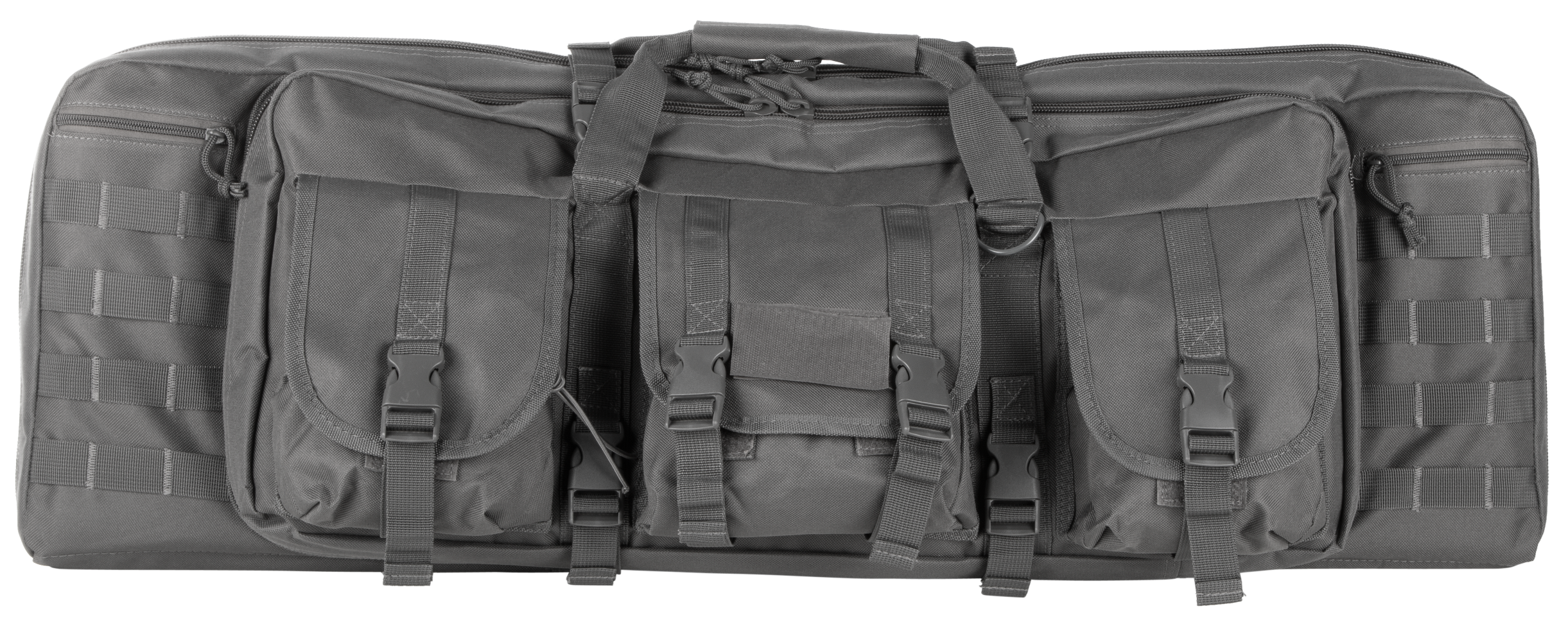 NcStar CVDC2946U42 VISM Double Carbine Case Urban Gray PVC Nylon w/ Foam Padding Lockable Zippers Pockets & MOLLE Webbing