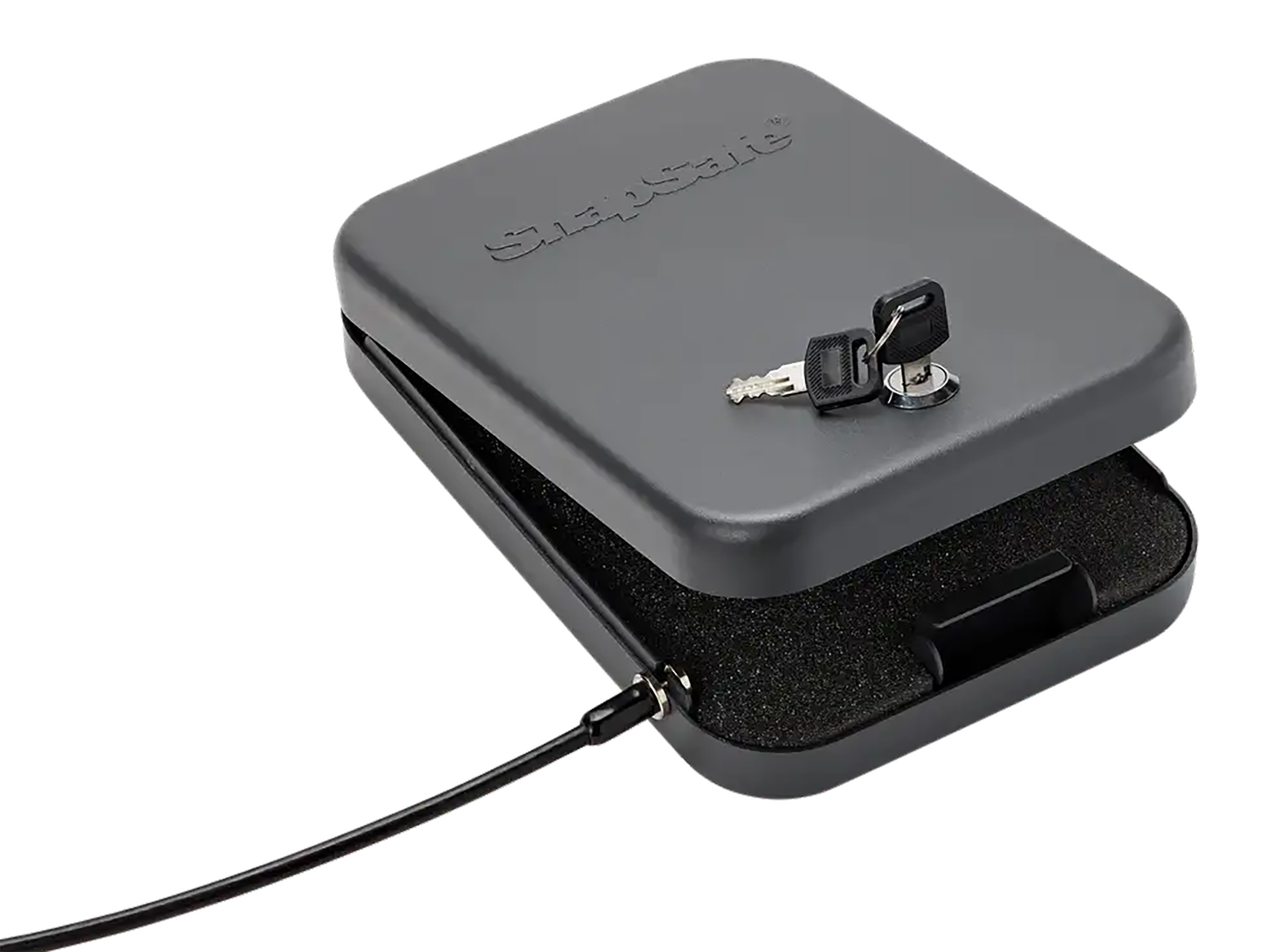 SnapSafe 75200 Lock Box  Large Key Entry Black Steel Holds 1 Handgun 9.50" L x 6.50" W x 1.75" D