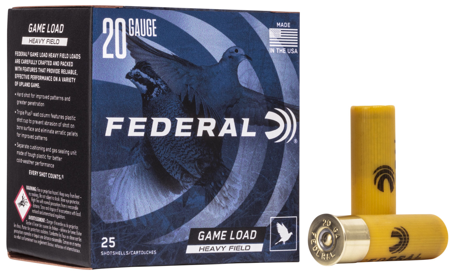 Federal H2028 Game-Shok Heavy Field 20Gauge 2.75" 1oz 8Shot 25 Per Box/10 Case