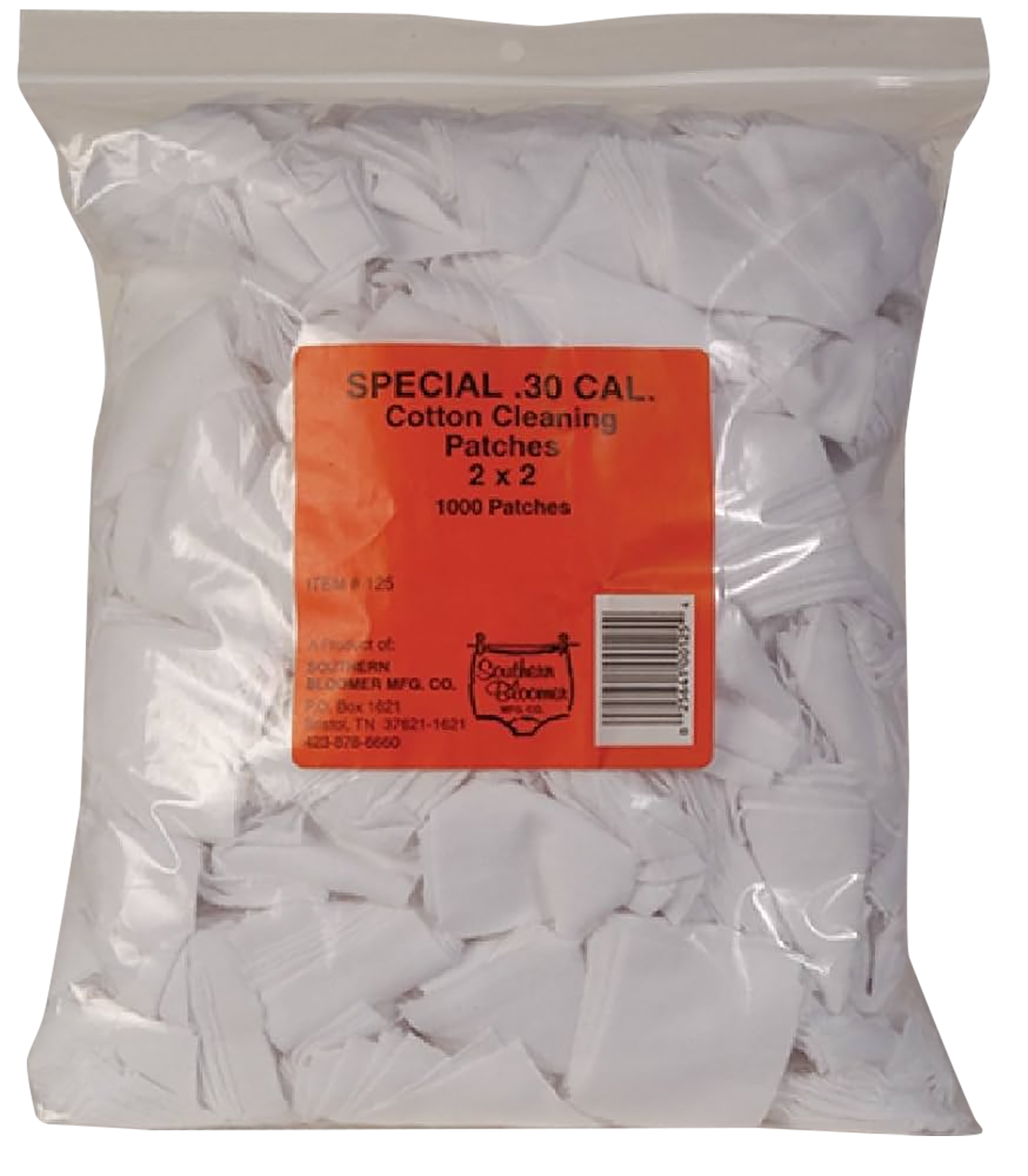 Southern Bloomer 125 Cleaning Patches 30 Cal Cotton 1000 Per Bag