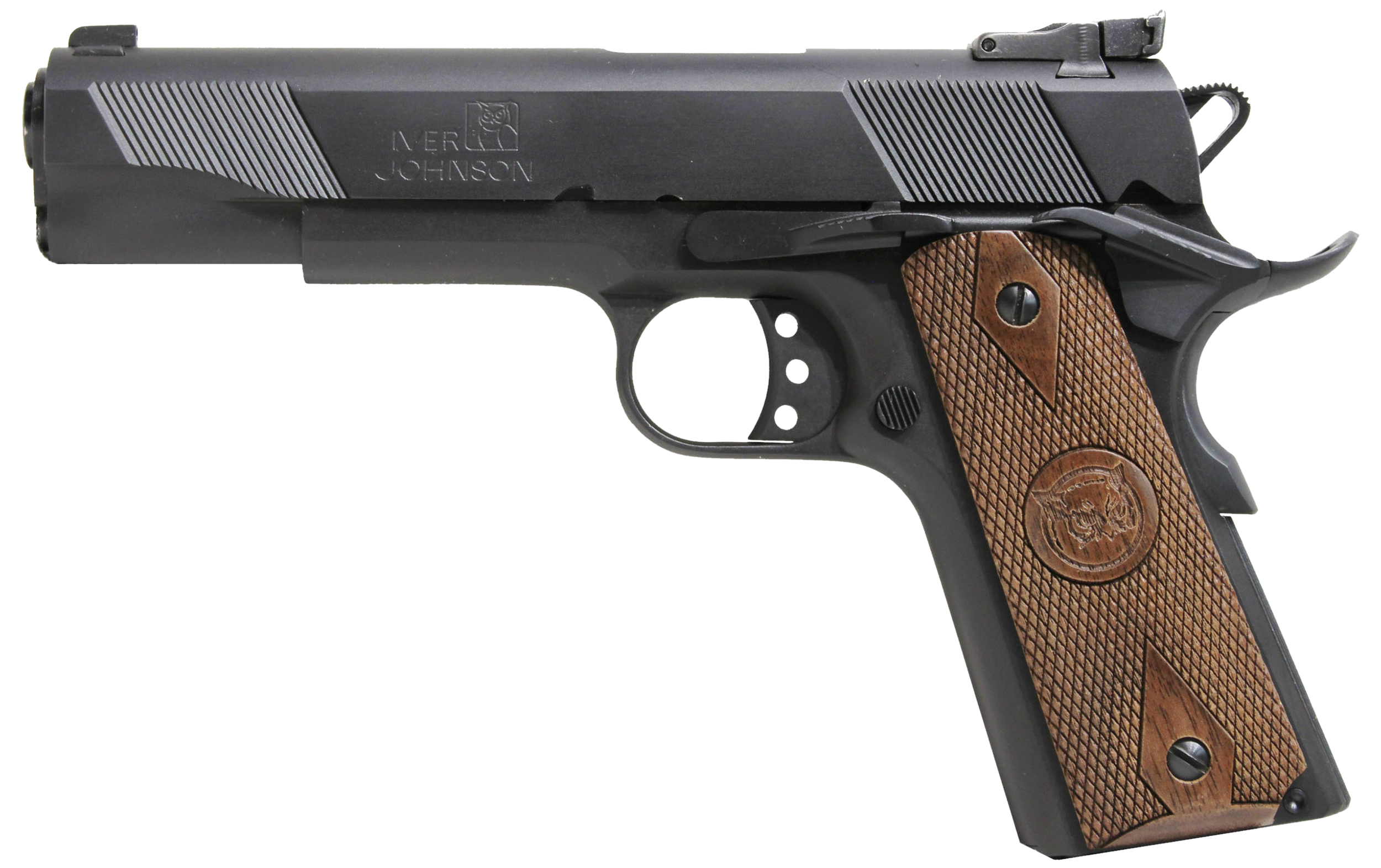 Iver Johnson Arms EAGLE9 Eagle  9mm Luger 9+1 5" Black Steel Barrel, Matte Blued Serrated Steel Slide & Frame w/Beavertail, Dymondwood Walnut Grip