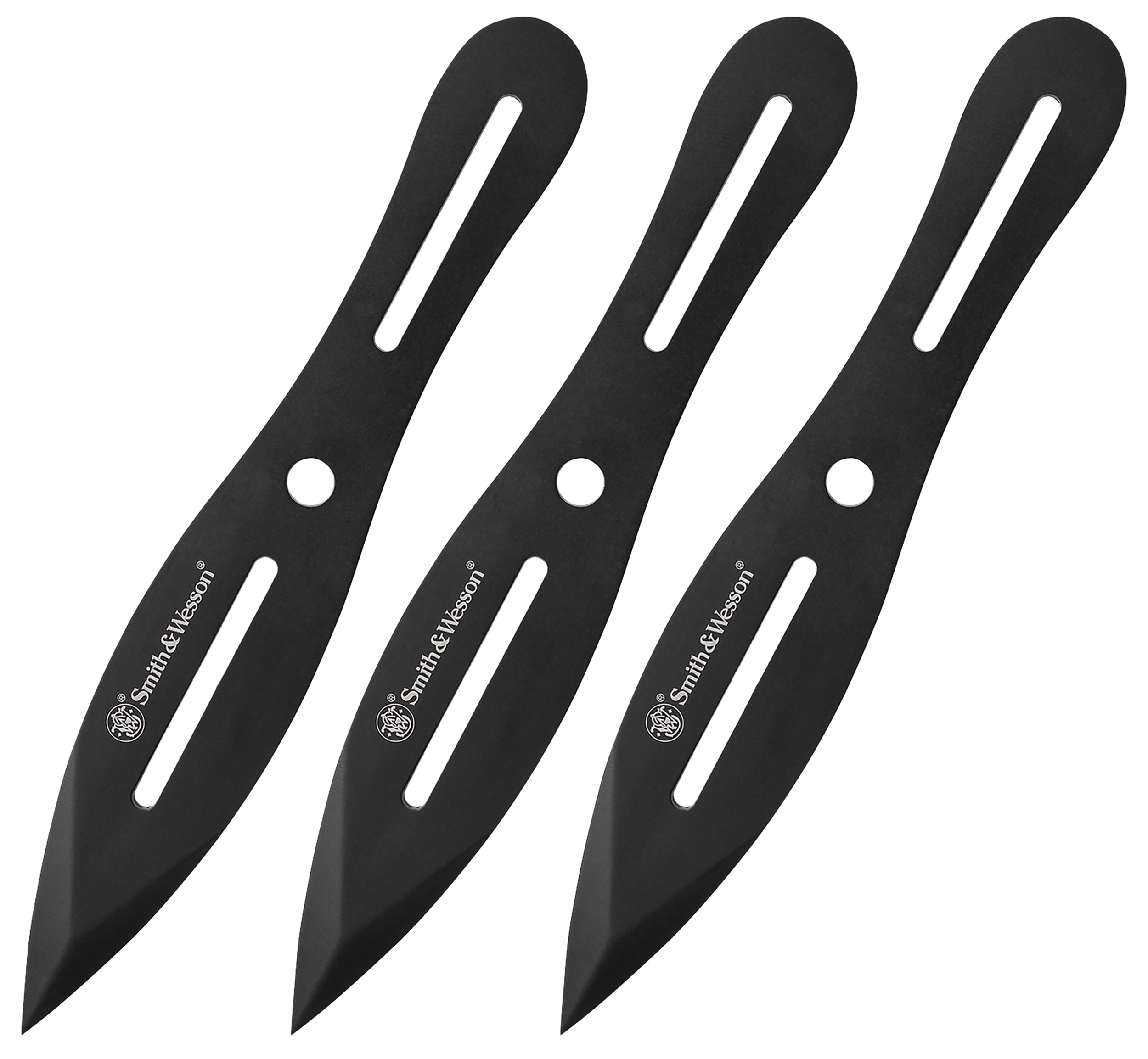 Smith & Wesson Knives SWTK8BCP Bullseye Throwing Knives 4.26" Fixed Plain Black Oxide 2Cr13MoV SS Blade, Black Stainless Steel Handle, Includes Sheath, 8" OAL, Set of 3