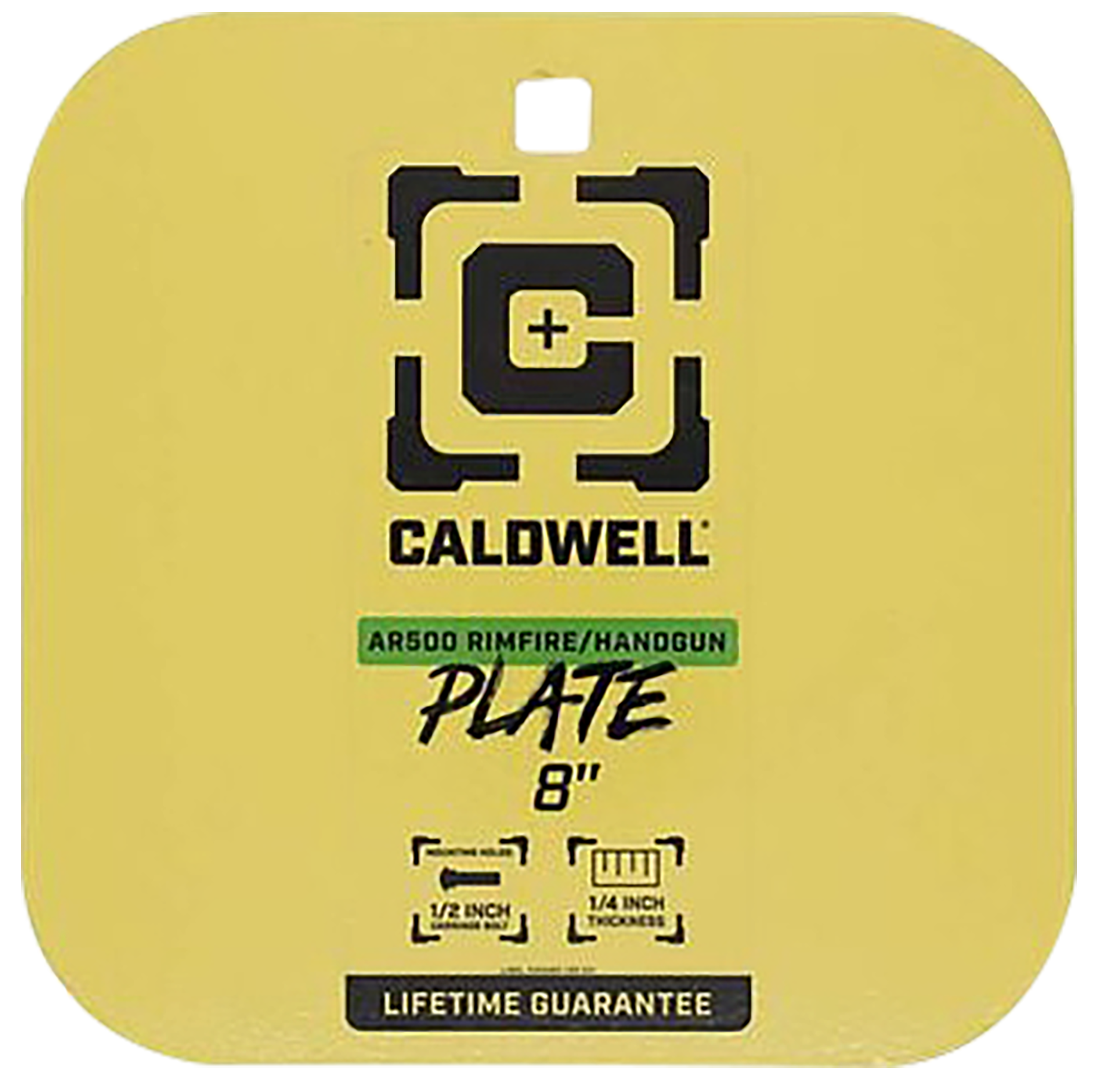 Caldwell 4002878   8" Rimfire/Handgun Yellow AR500 Steel Gong 1/4" Thick