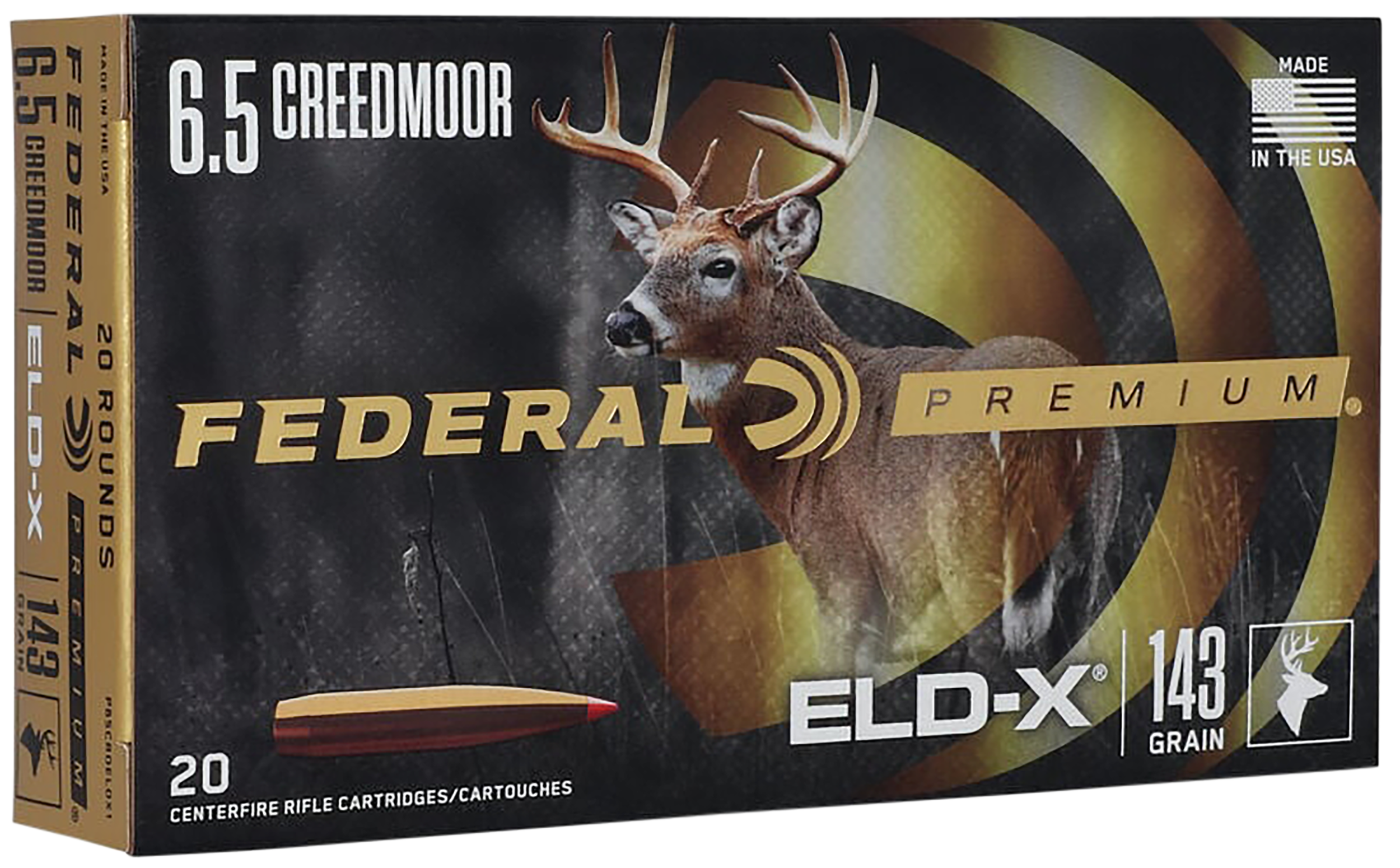 Federal P65CRDELDX1 Premium ELD-X 6.5Creedmoor 143gr 20 Per Box/10 Case